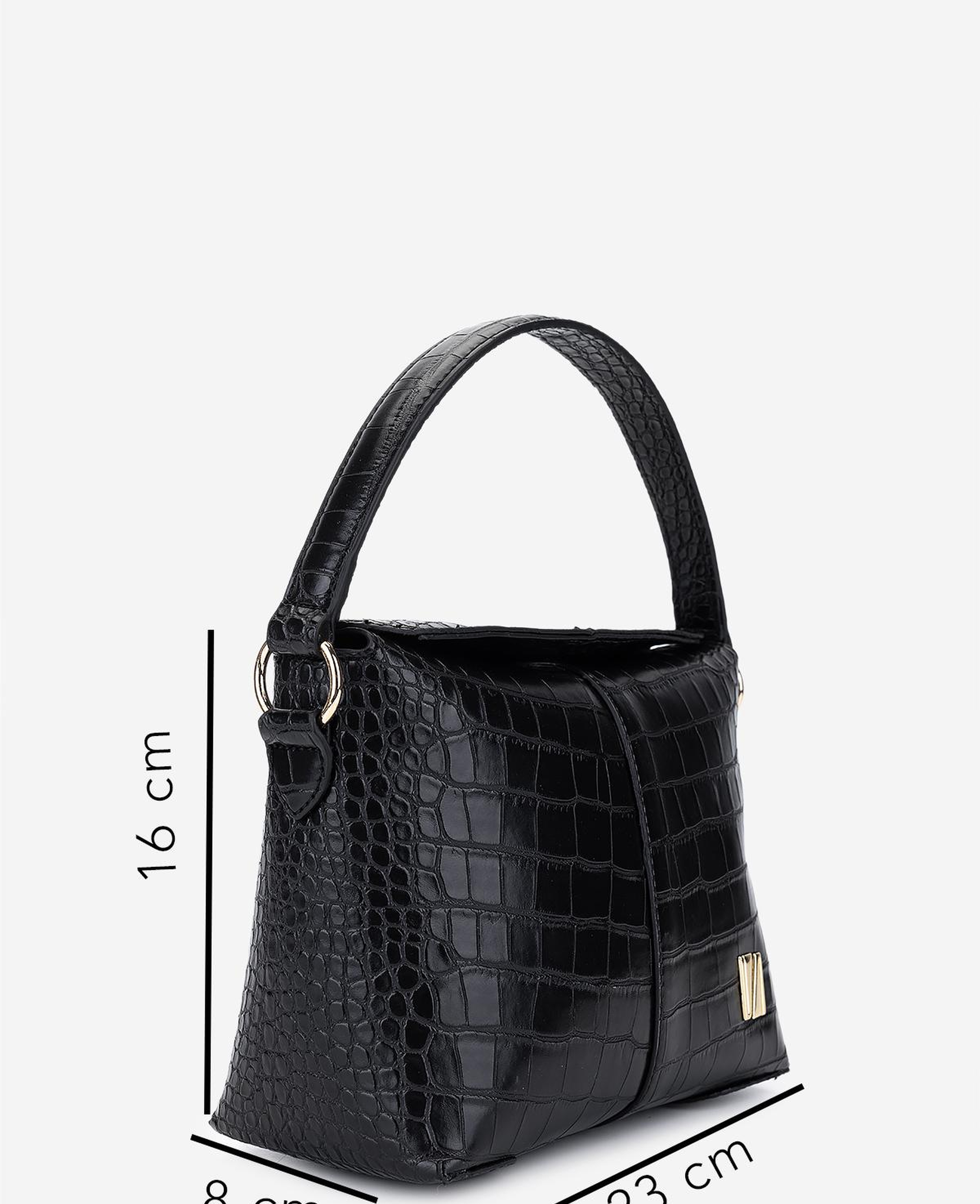 Valmenti Kadın Suni Deri Siyah Kroko Omuz Çanta