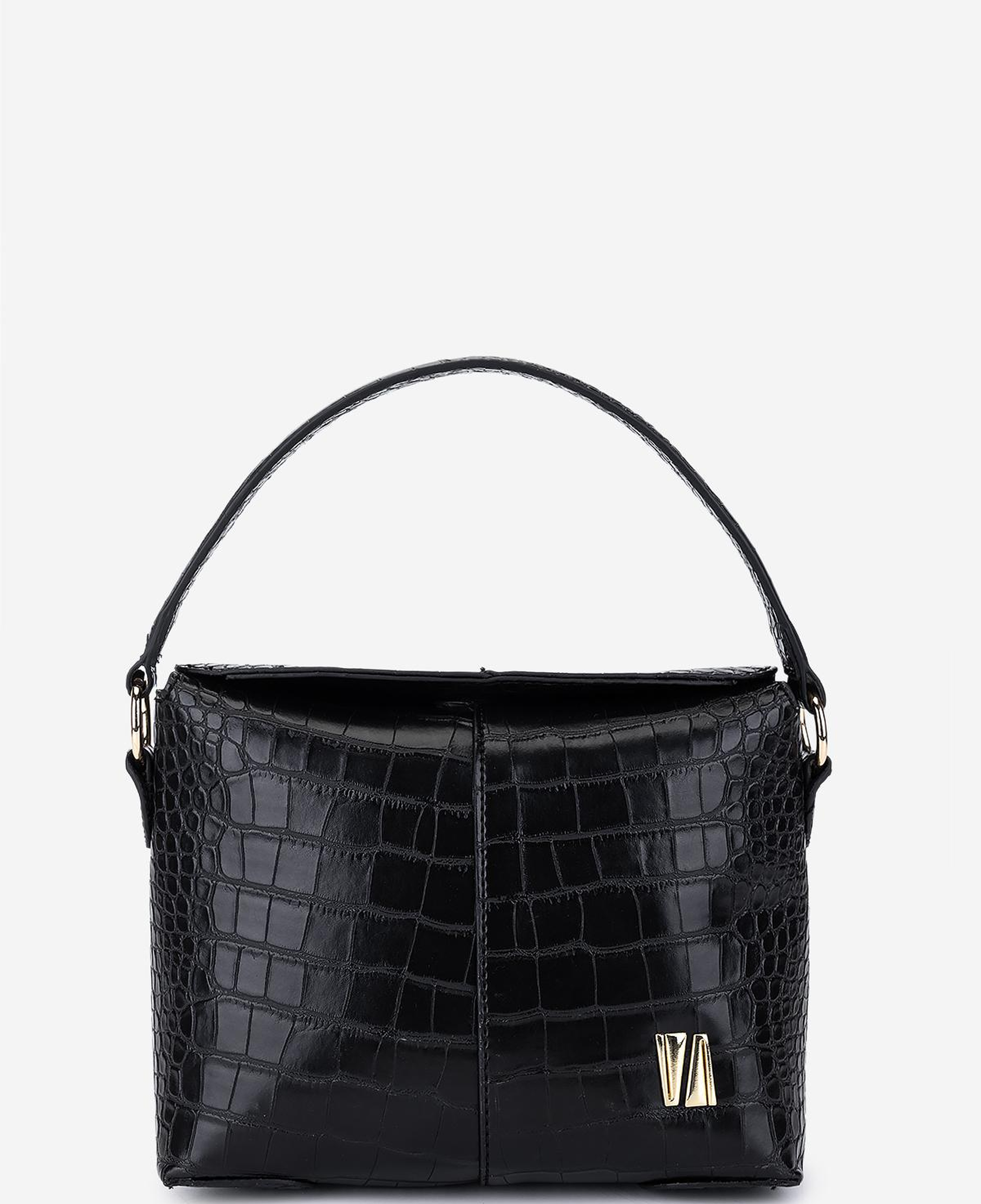 Valmenti Kadın Suni Deri Siyah Kroko Omuz Çanta