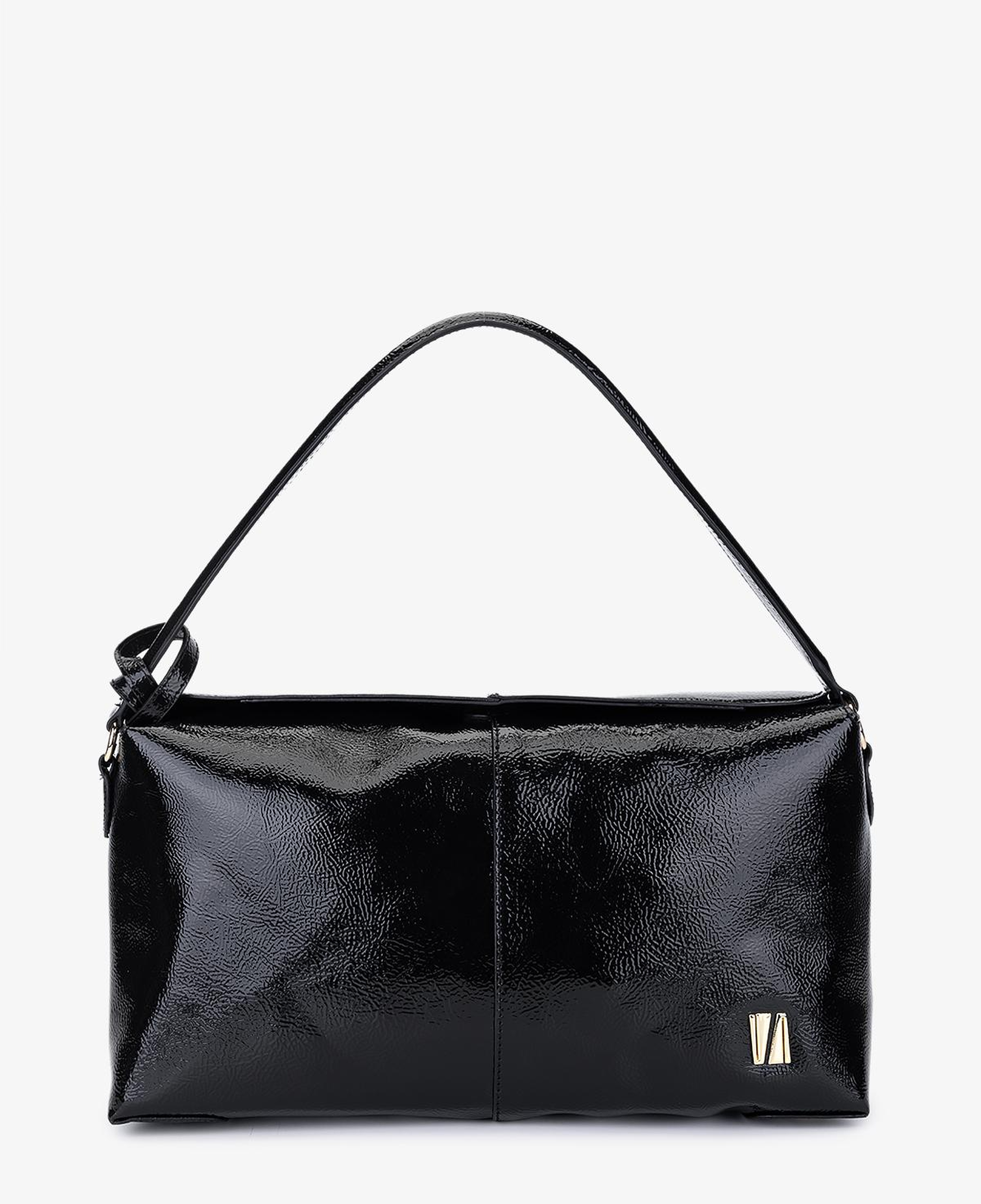 Valmenti Kadın Suni Deri Siyah Kırışık Rugan Kol Çantası