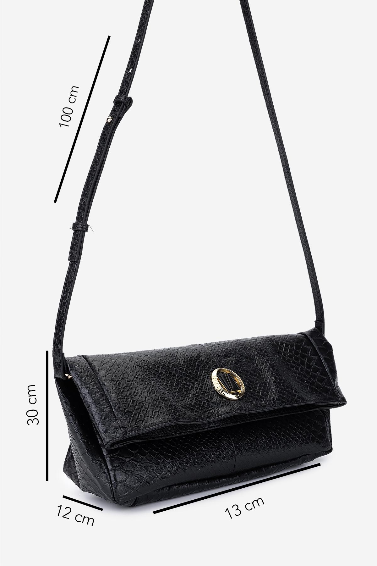 Valmenti Kadın Suni Deri Siyah Yılan Omuz Çanta