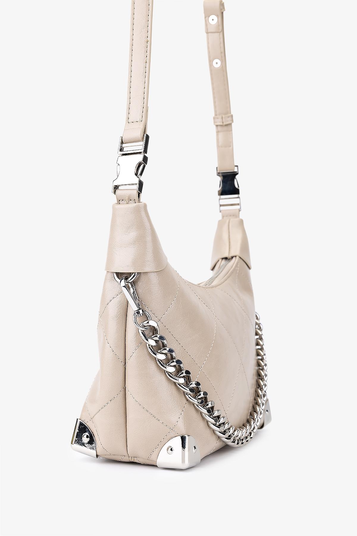 Valmenti Kadın Suni Deri Bej Omuz Çanta