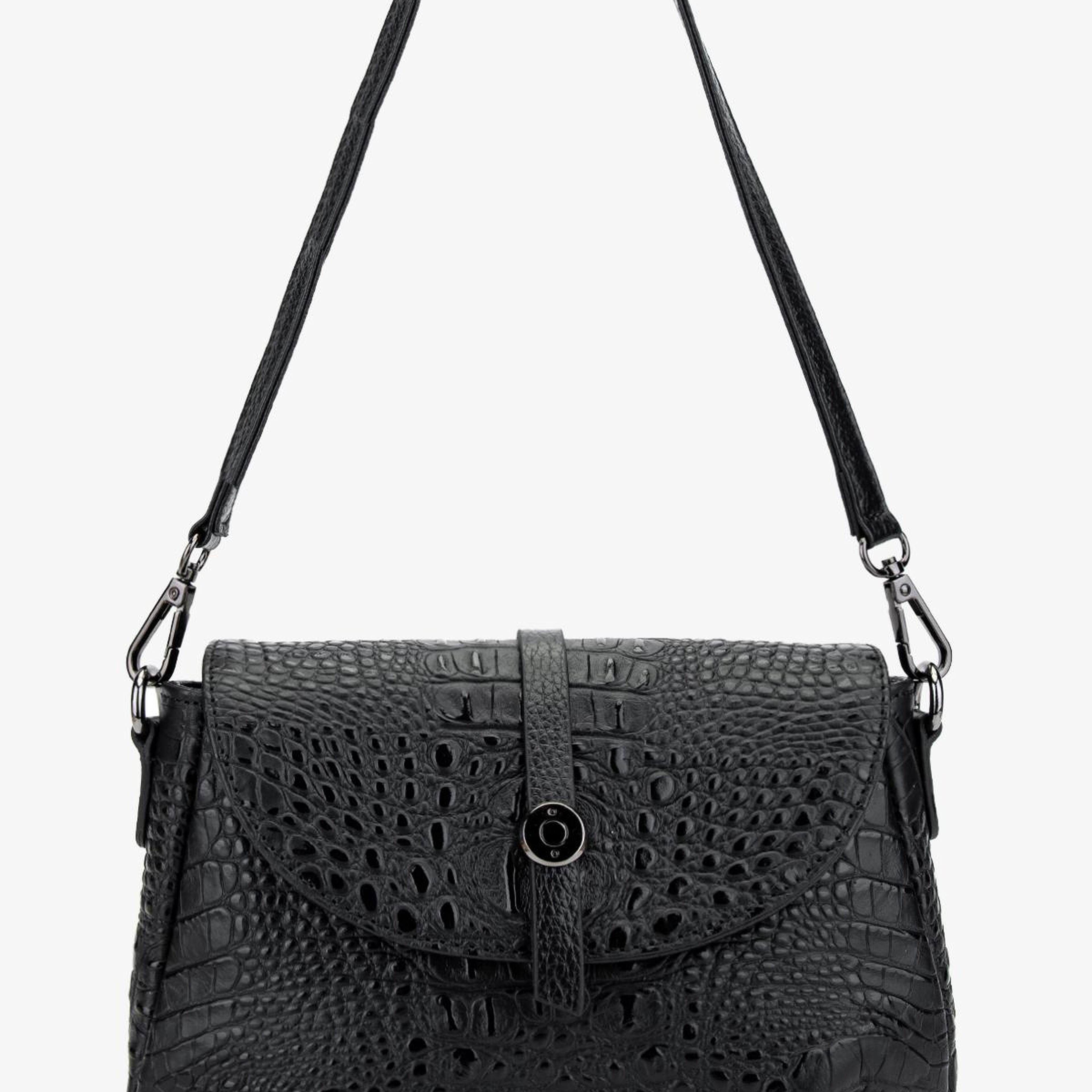 Valmenti Kadın Hakiki Deri Siyah Kol Çantası