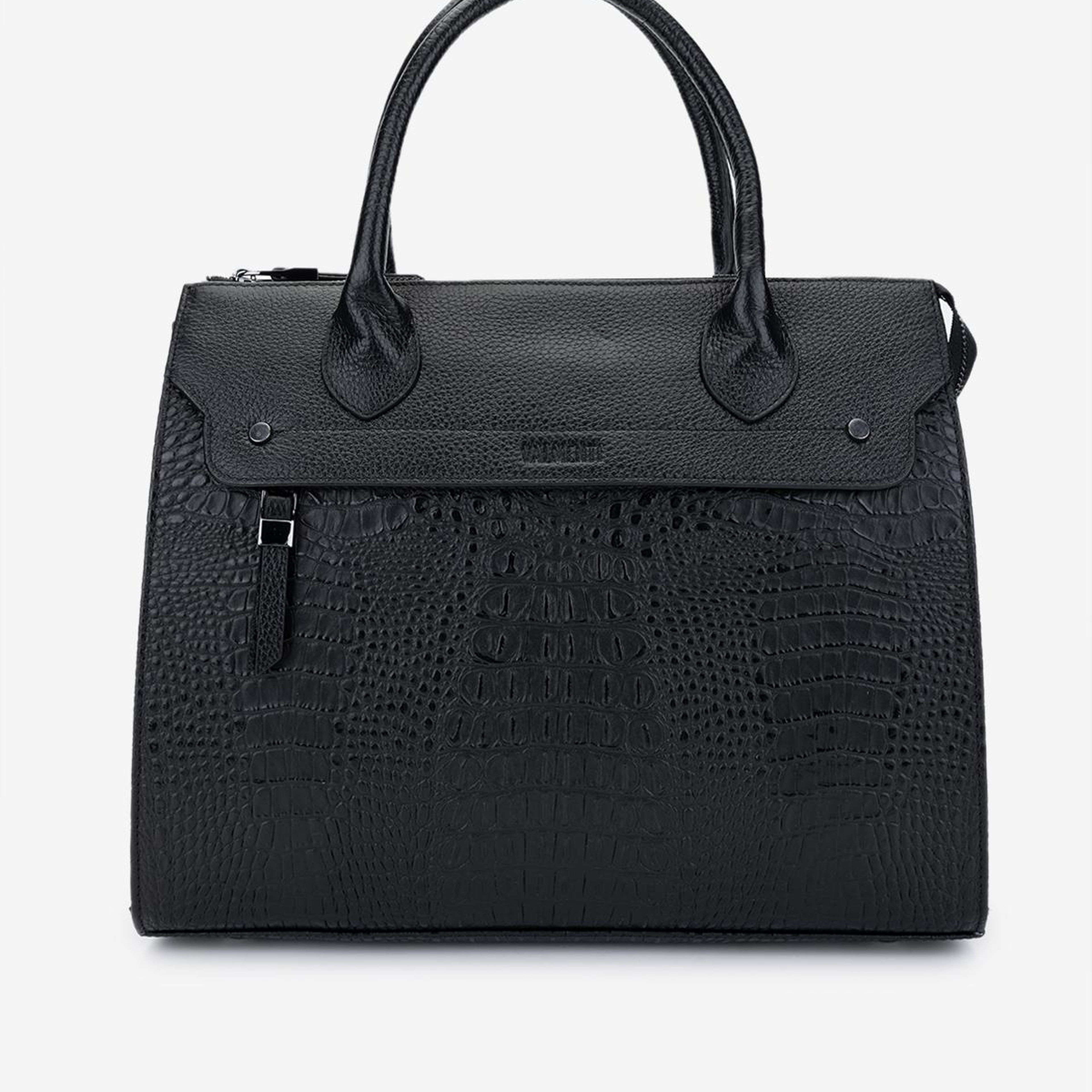 Valmenti Kadın Hakiki Deri Siyah Kroko Kol Çantası