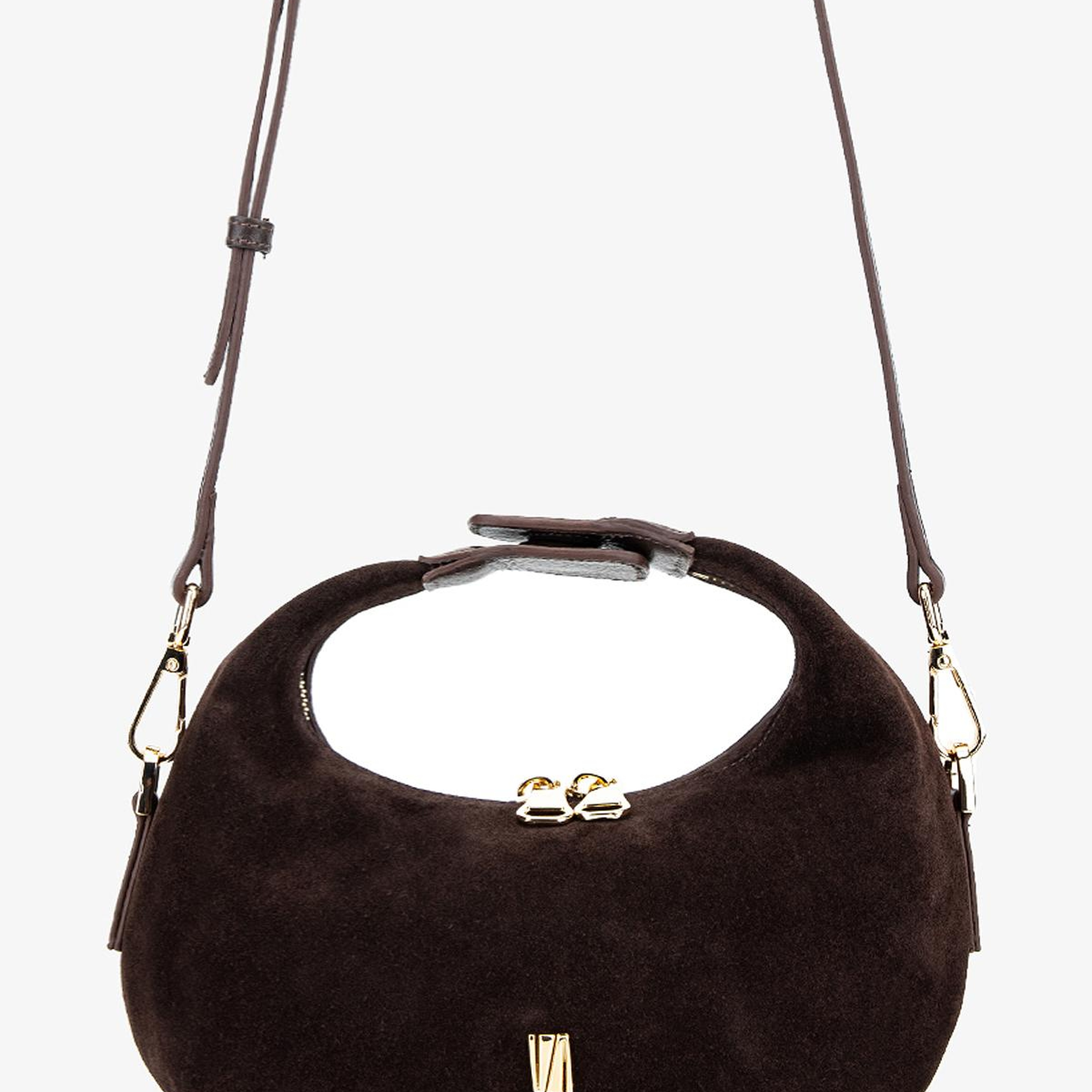 Valmenti Kadın Hakiki Deri Kahverengi Süet El Çantası