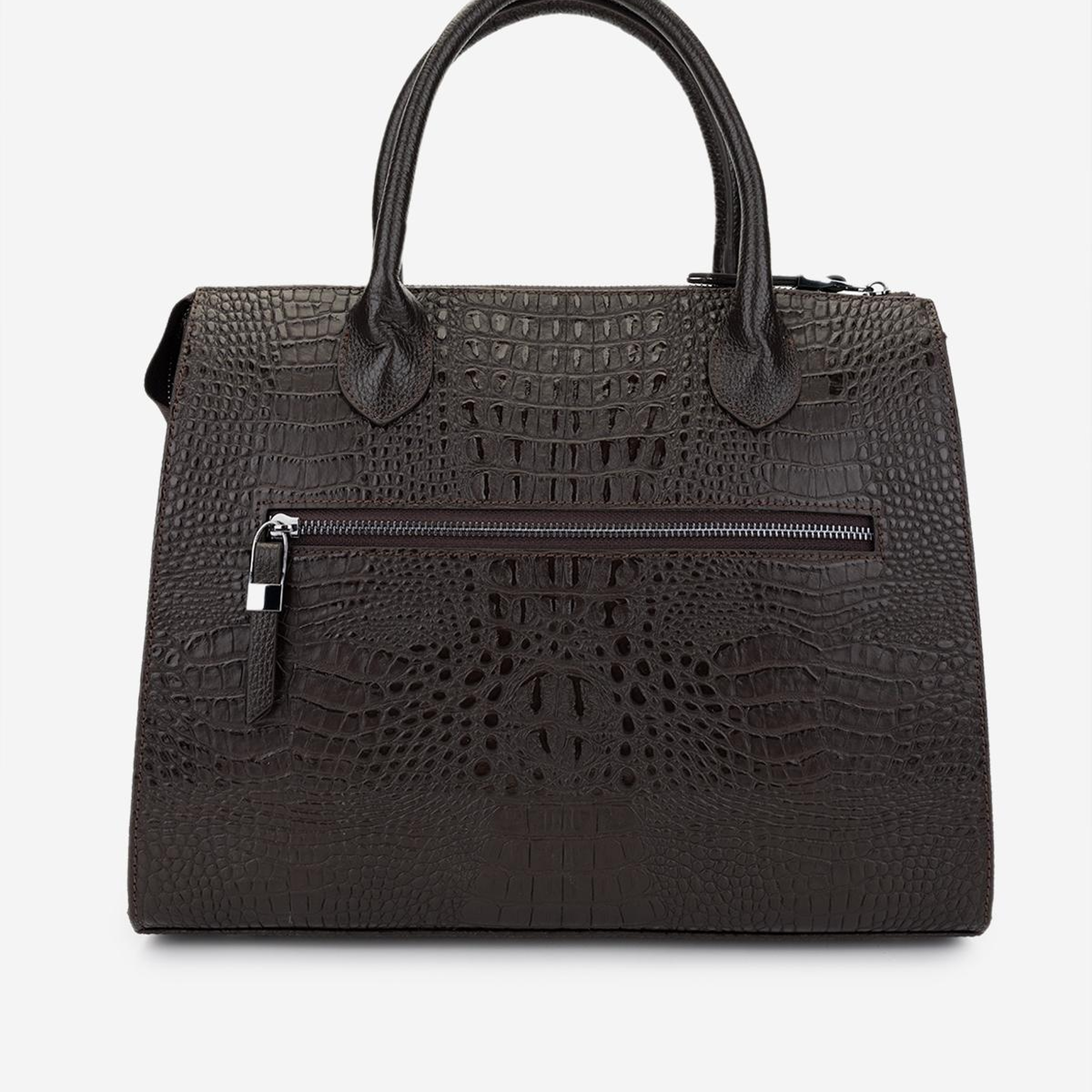 Valmenti Kadın Hakiki Deri Kahverengi Kroko Kol Çantası