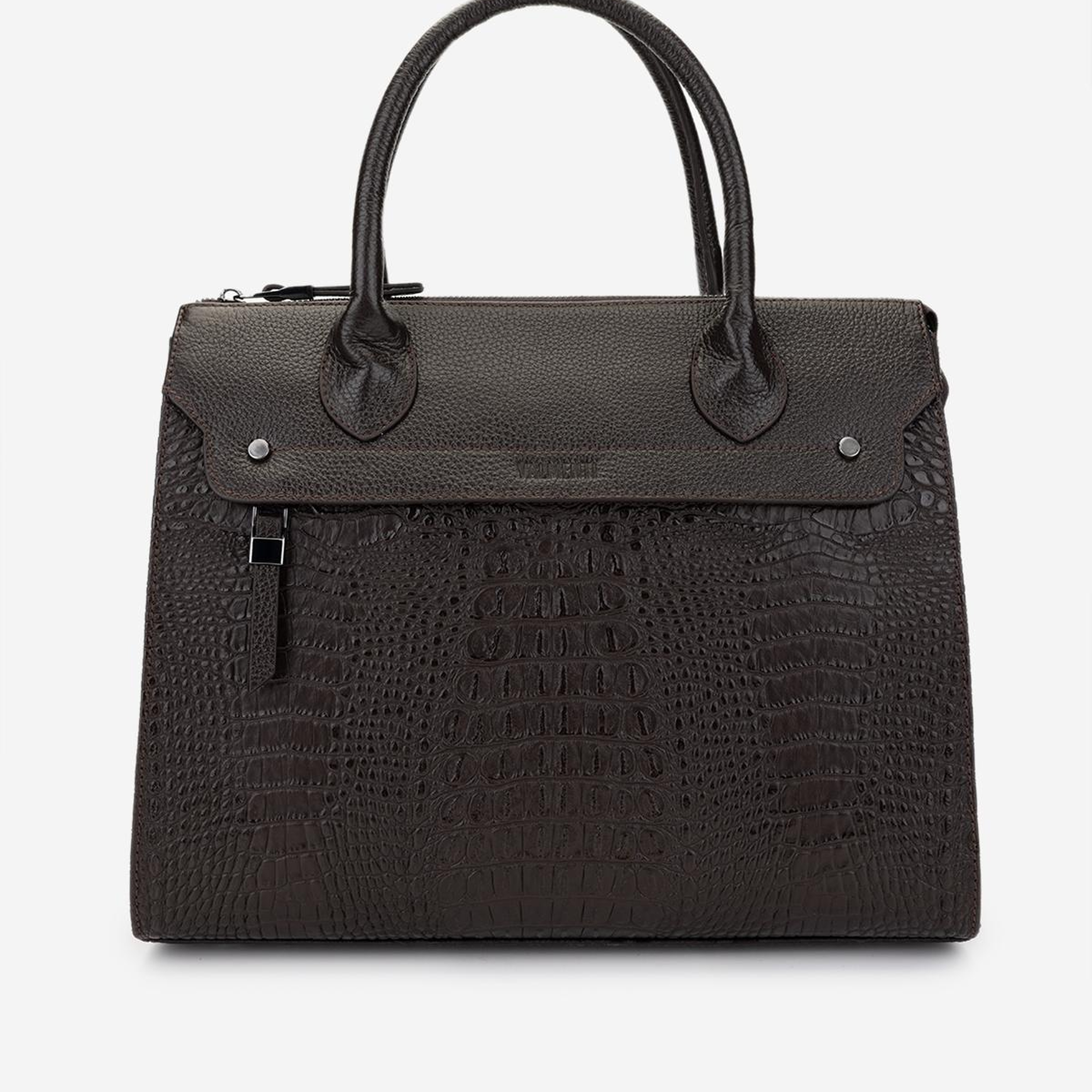 Valmenti Kadın Hakiki Deri Kahverengi Kroko Kol Çantası