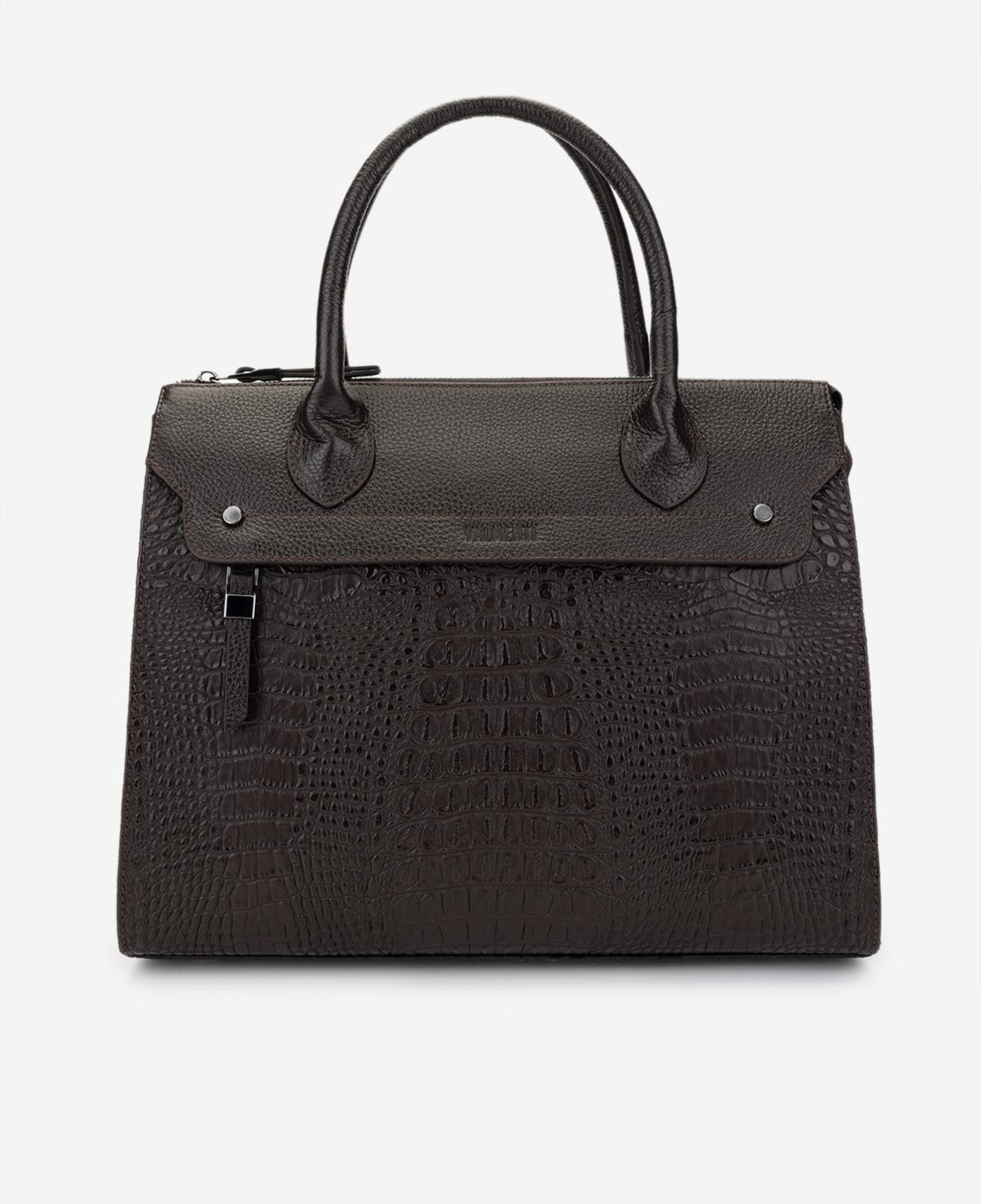 Valmenti Kadın Hakiki Deri Kahverengi Kroko Kol Çantası