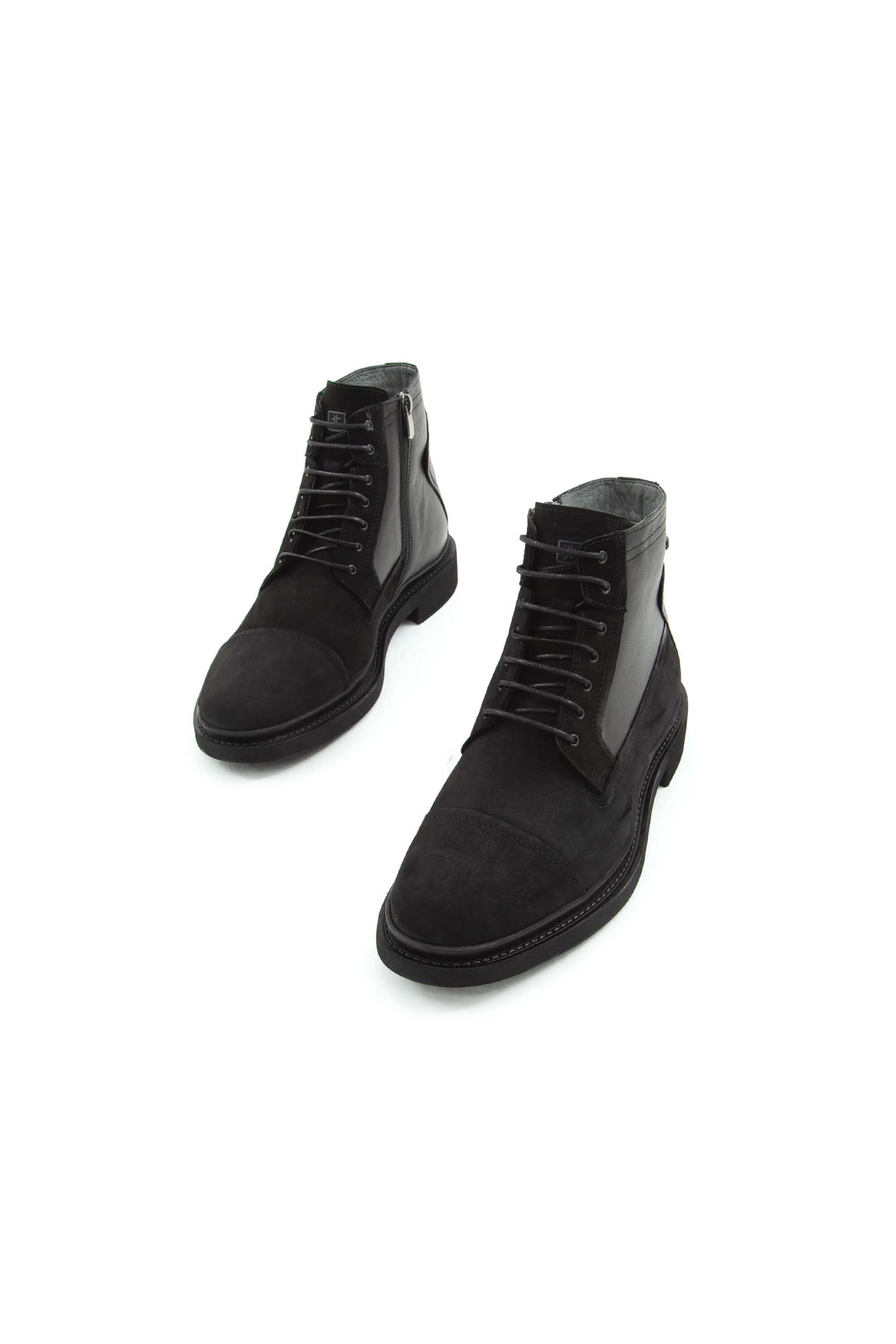 Tamer Tanca Erkek Hakiki Deri Siyah Nubuk POSTAL Bot