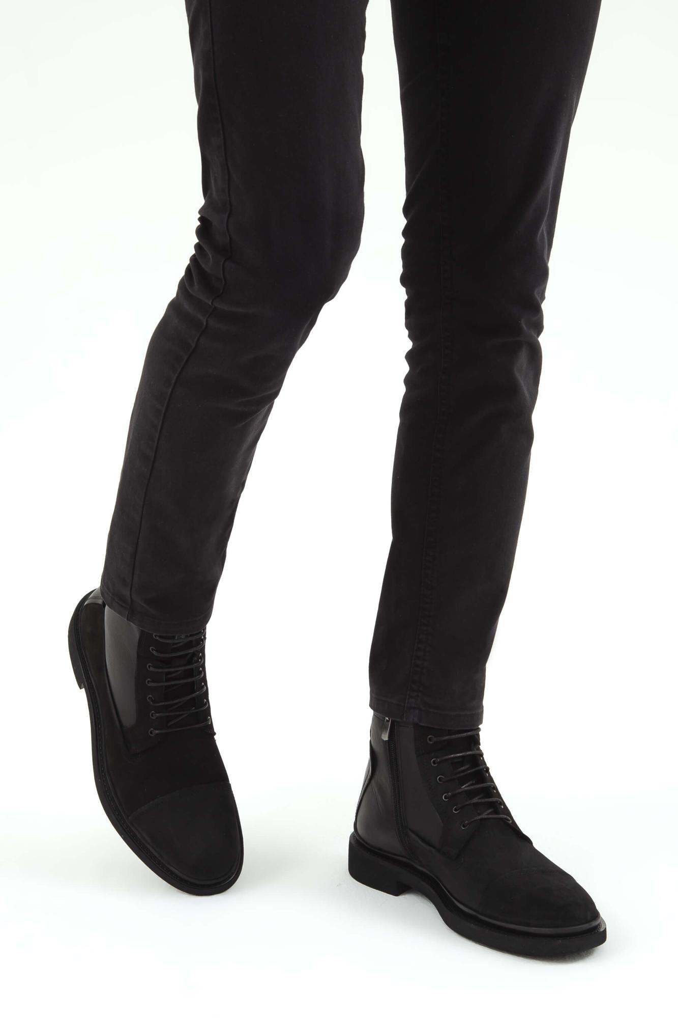 Tamer Tanca Erkek Hakiki Deri Siyah Nubuk POSTAL Bot