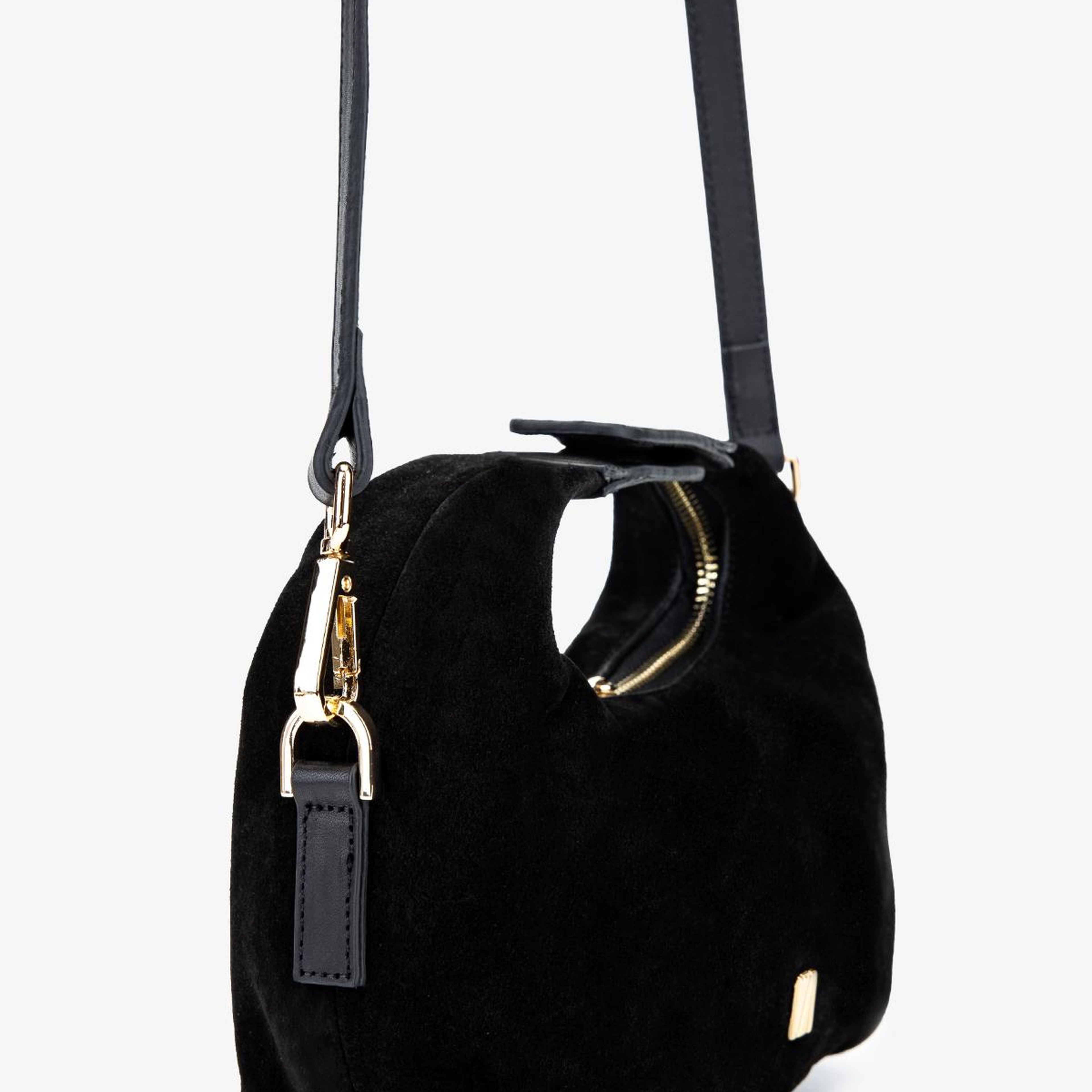 Valmenti Kadın Hakiki Deri Siyah Süet El Çantası