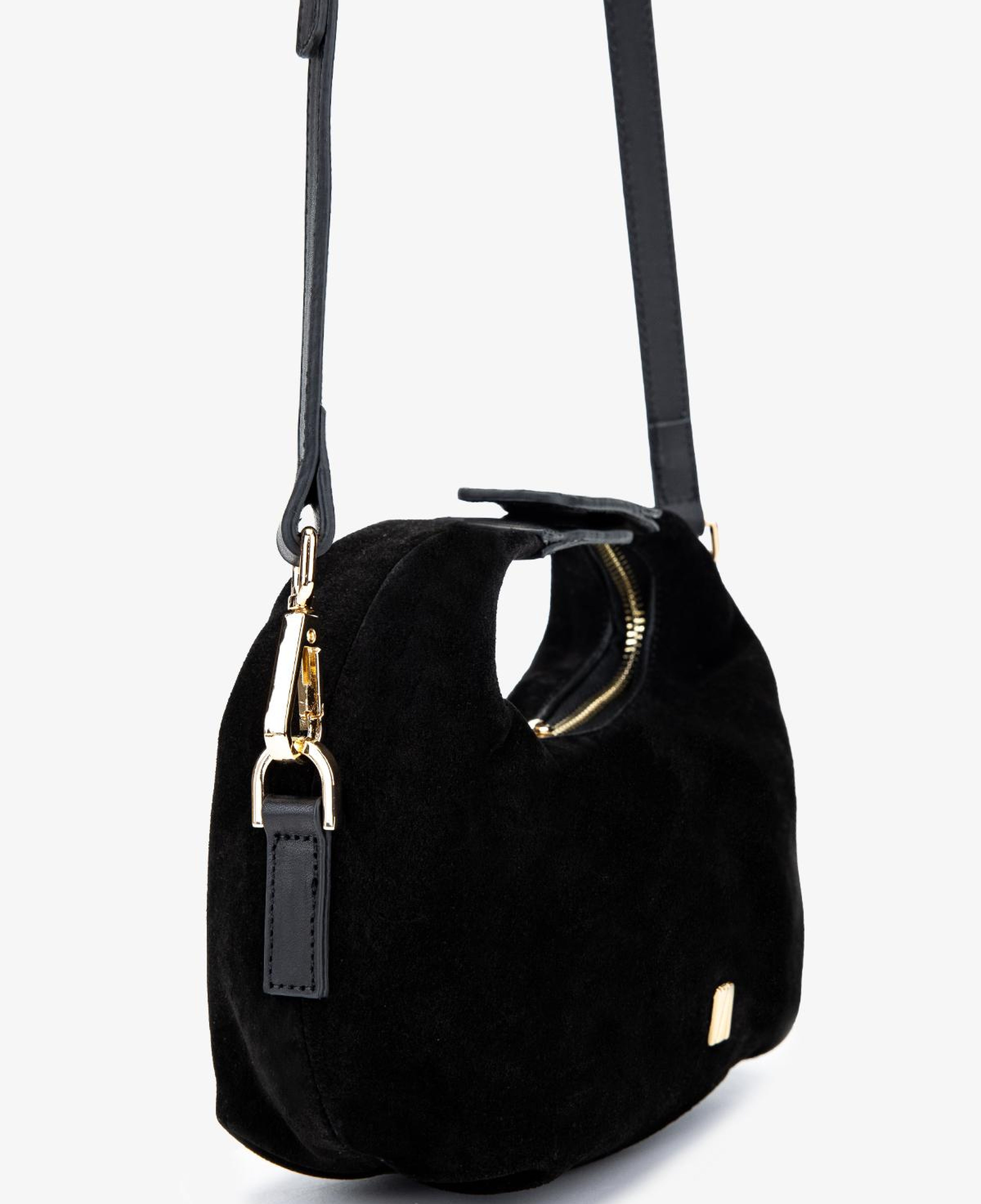 Valmenti Kadın Hakiki Deri Siyah Süet El Çantası