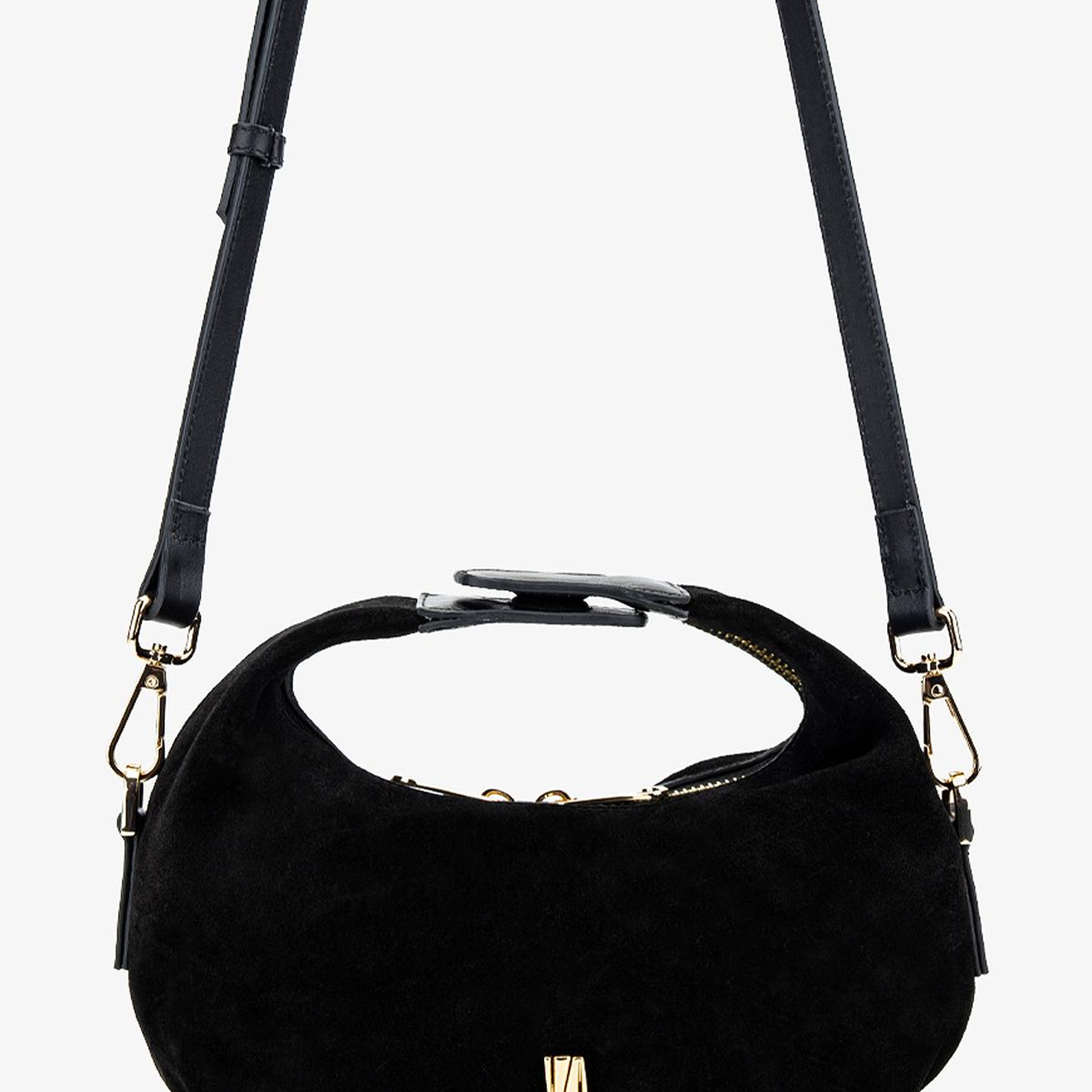 Valmenti Kadın Hakiki Deri Siyah Süet El Çantası