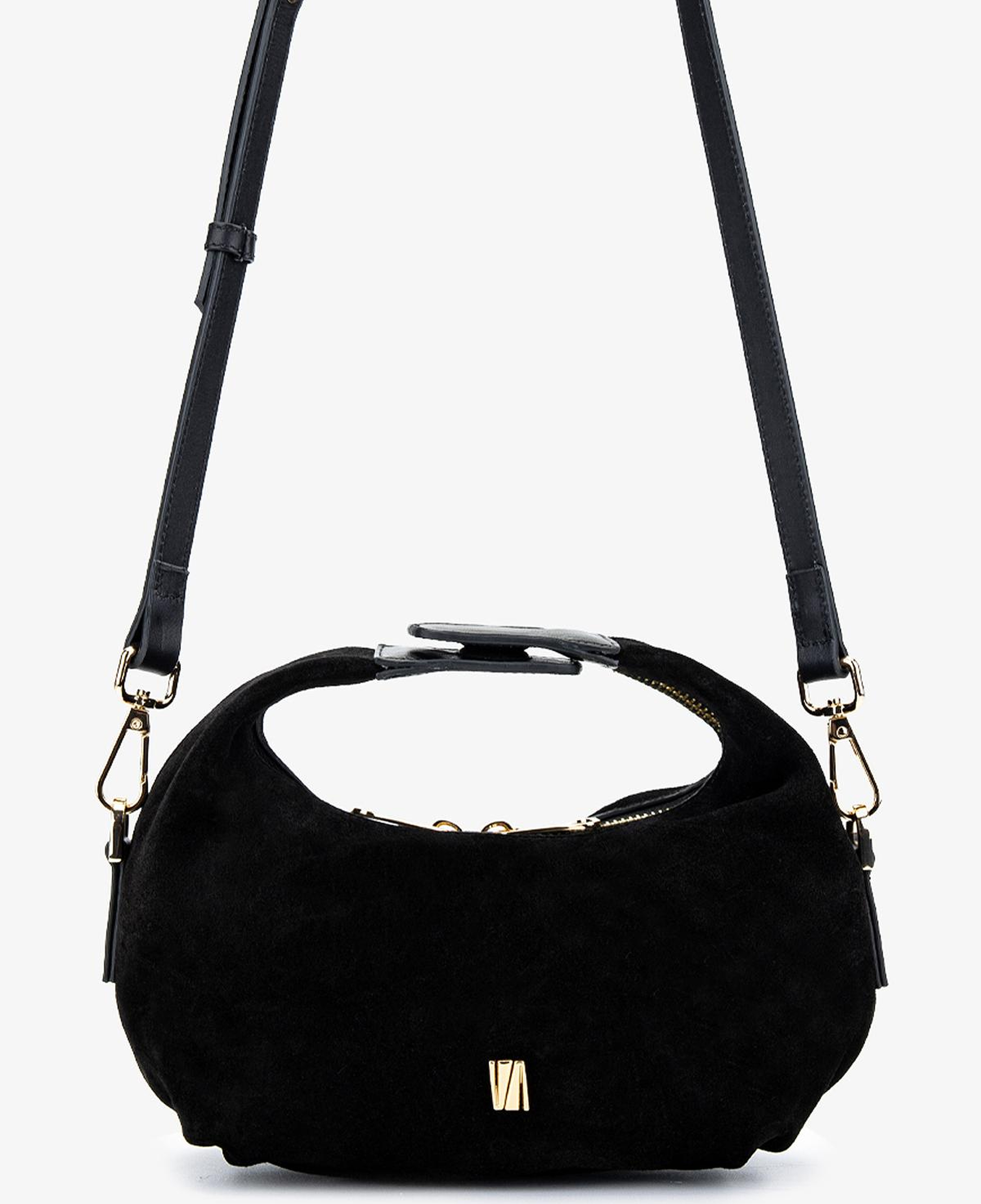 Valmenti Kadın Hakiki Deri Siyah Süet El Çantası