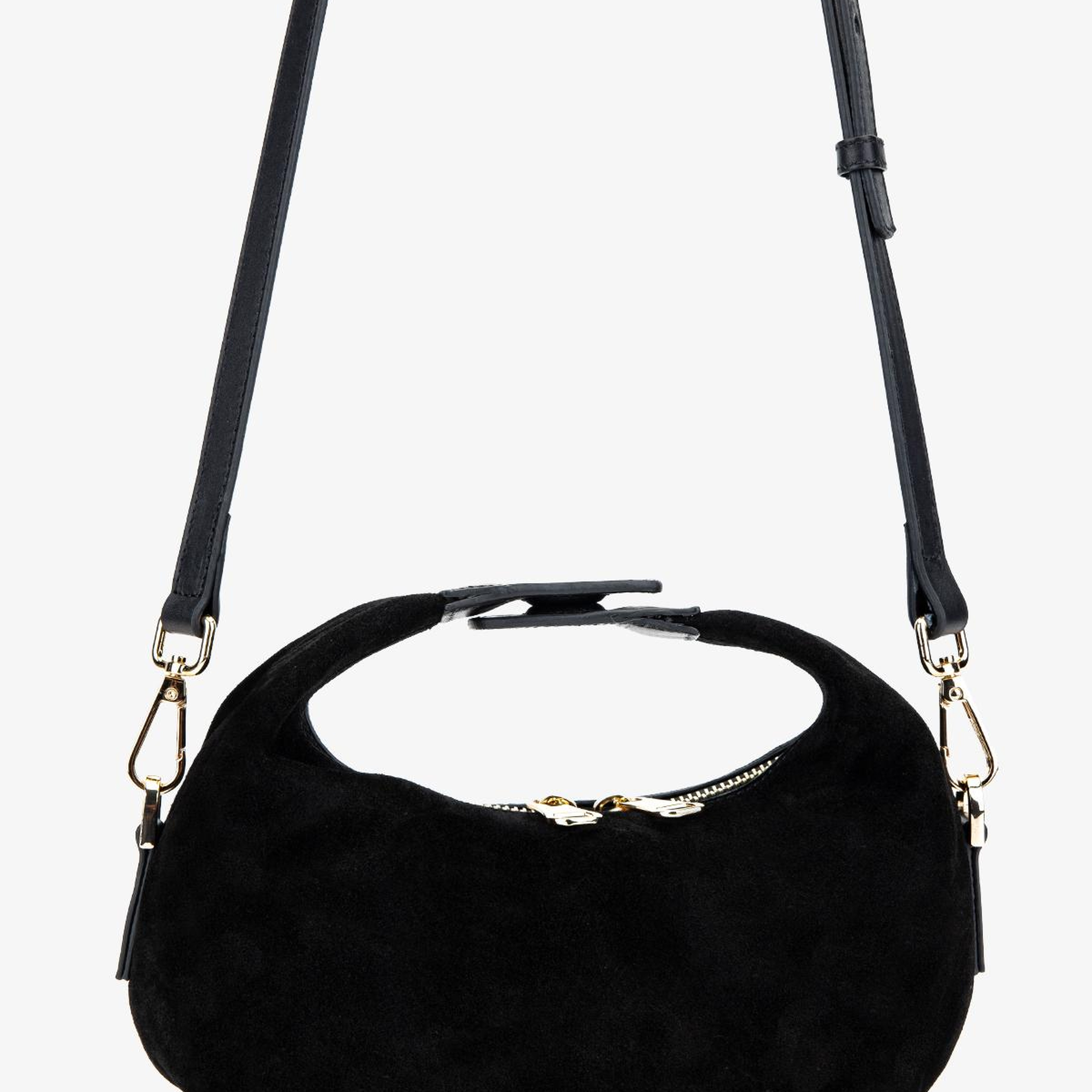 Valmenti Kadın Hakiki Deri Siyah Süet El Çantası