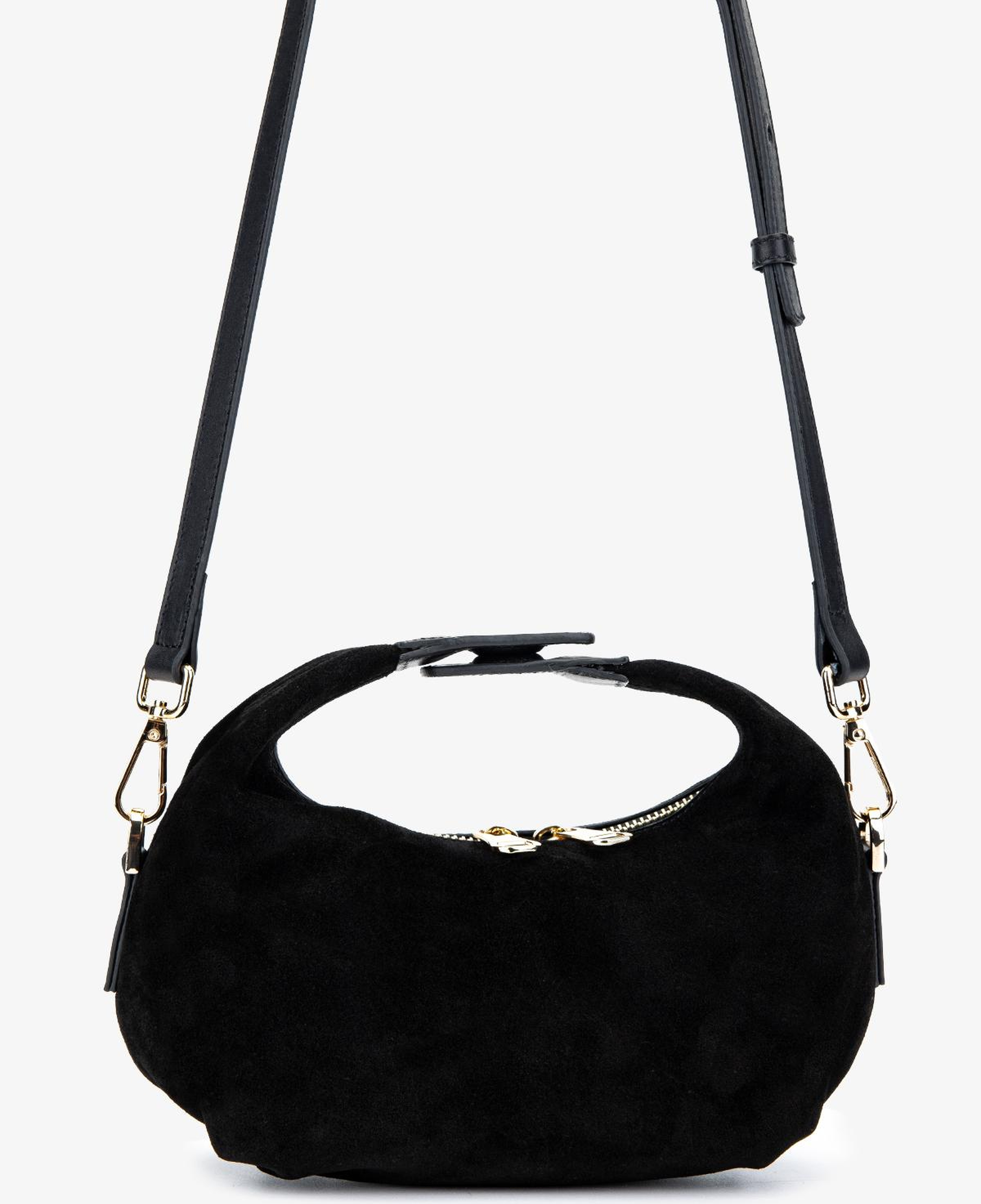 Valmenti Kadın Hakiki Deri Siyah Süet El Çantası