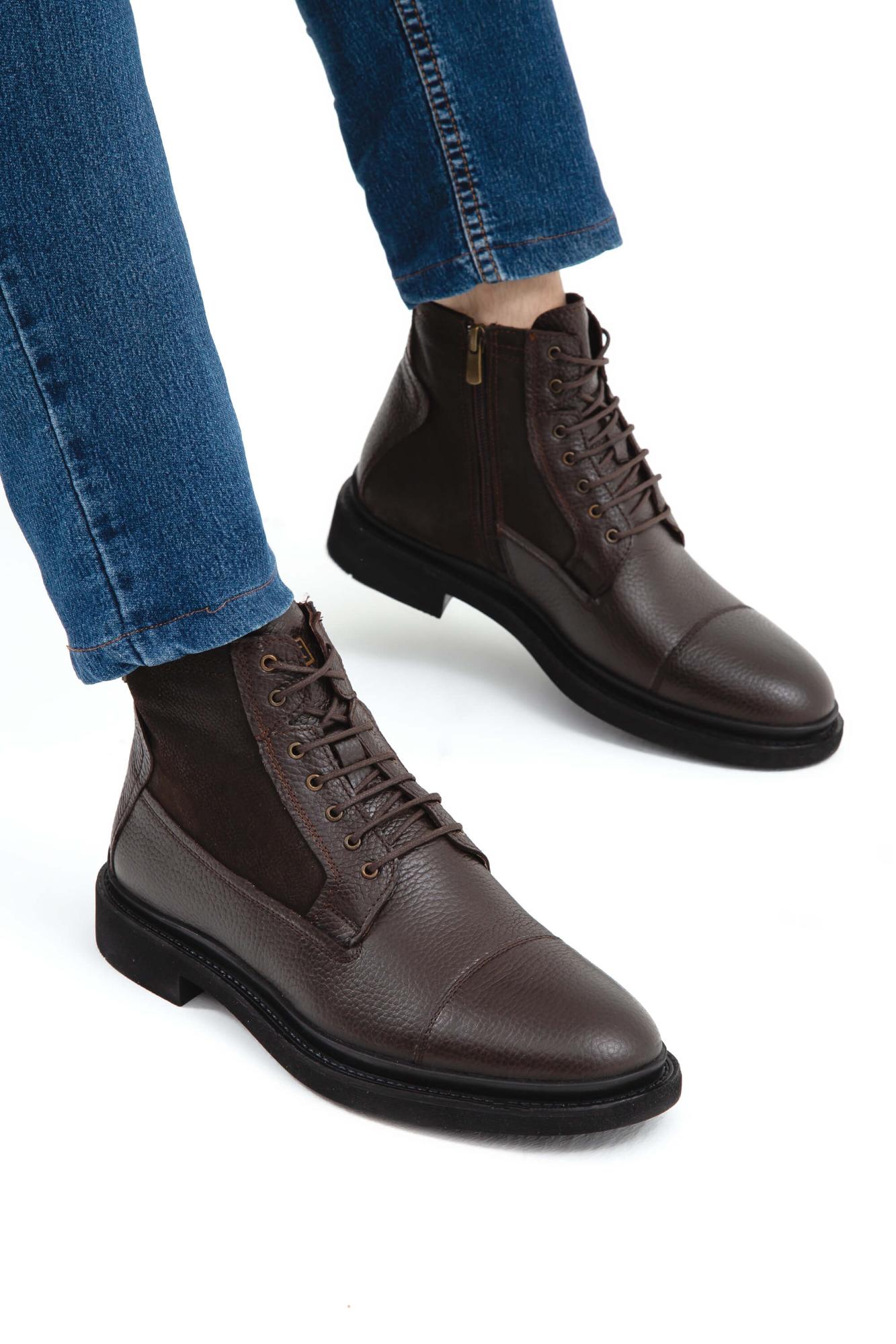 Tamer Tanca Erkek Hakiki Deri Kahverengi POSTAL Bot