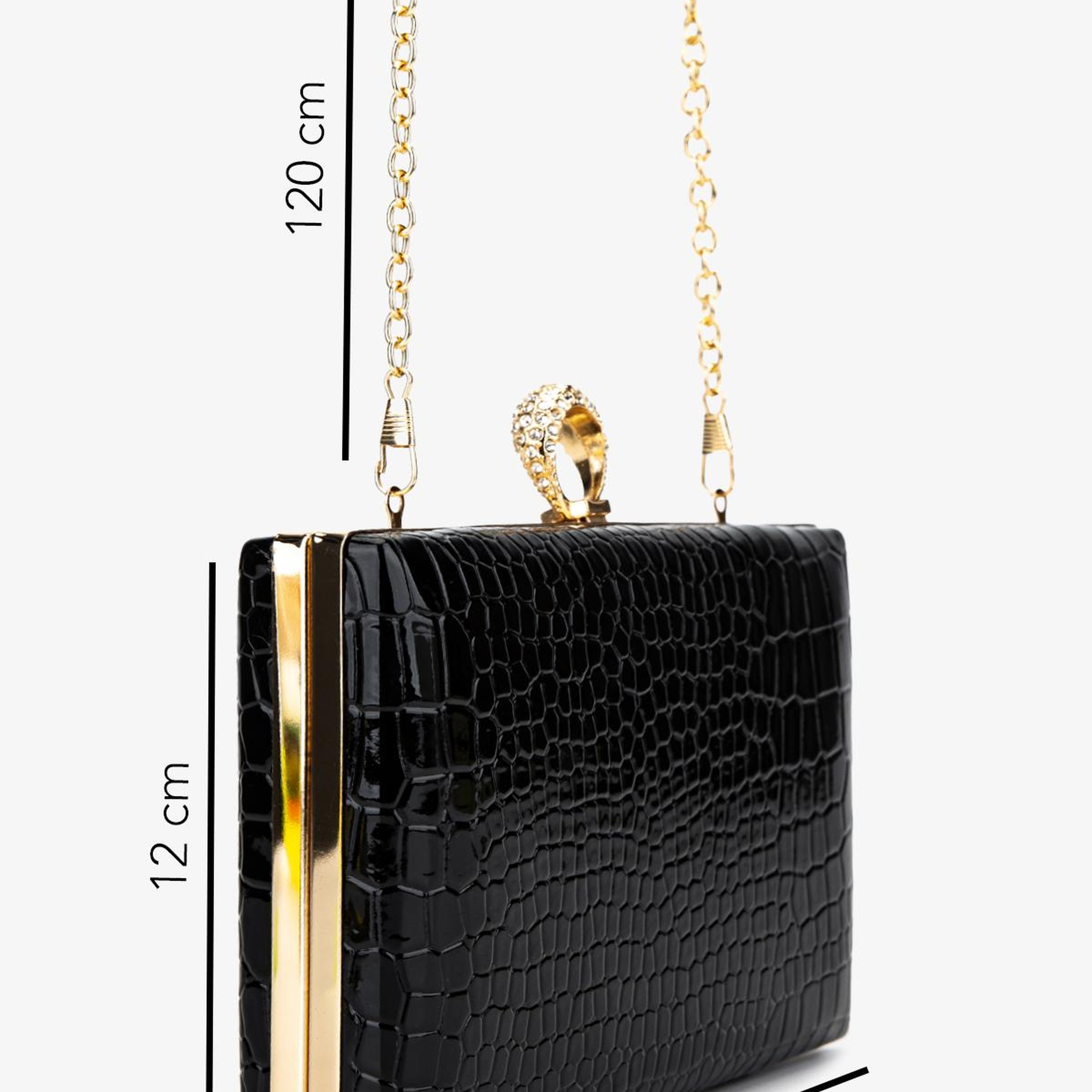 Valmenti Kadın Vegan Siyah Kroko Abiye Çanta