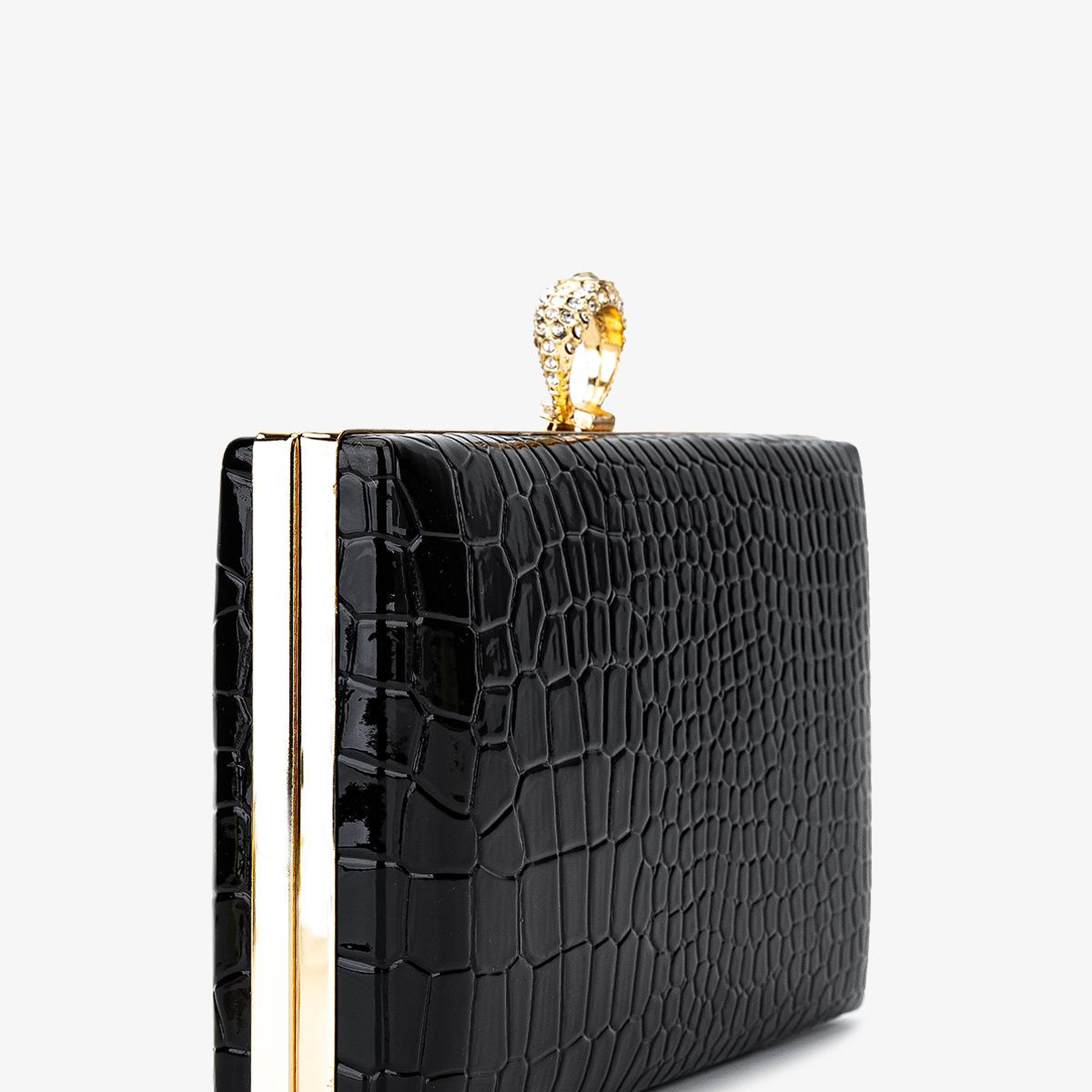 Valmenti Kadın Vegan Siyah Kroko Abiye Çanta