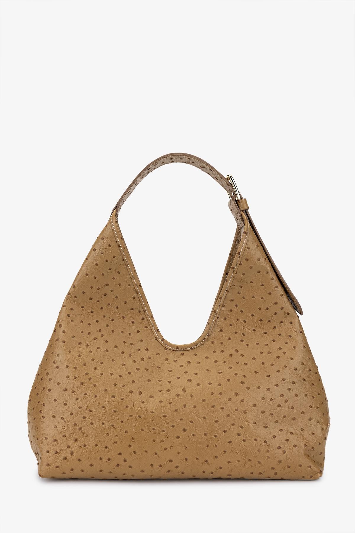 Valmenti Kadın Hakiki Deri Bej Omuz Çanta