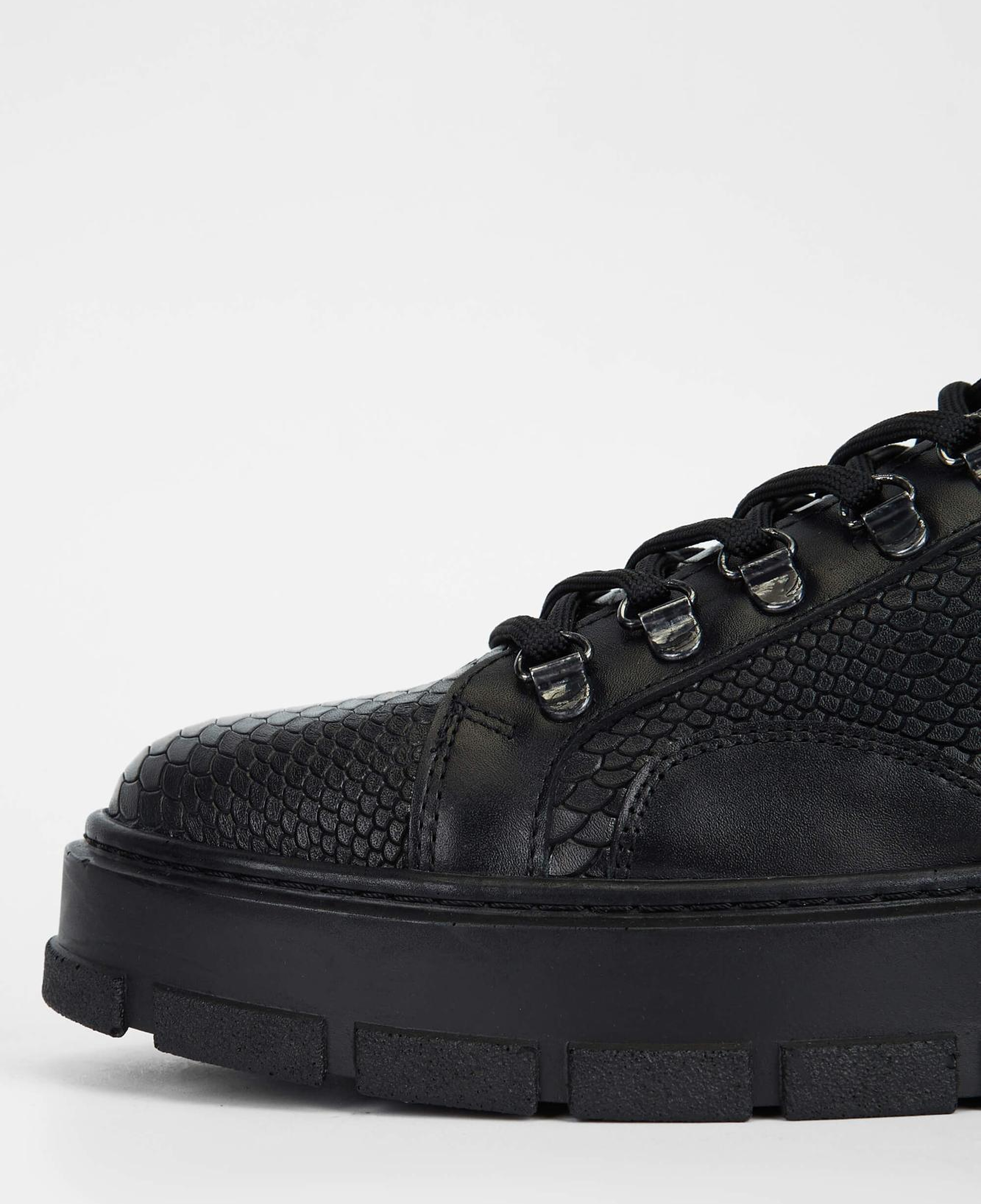 Tamer Tanca Erkek Hakiki Deri Siyah Kroko Sneakers & Spor Ayakkabı