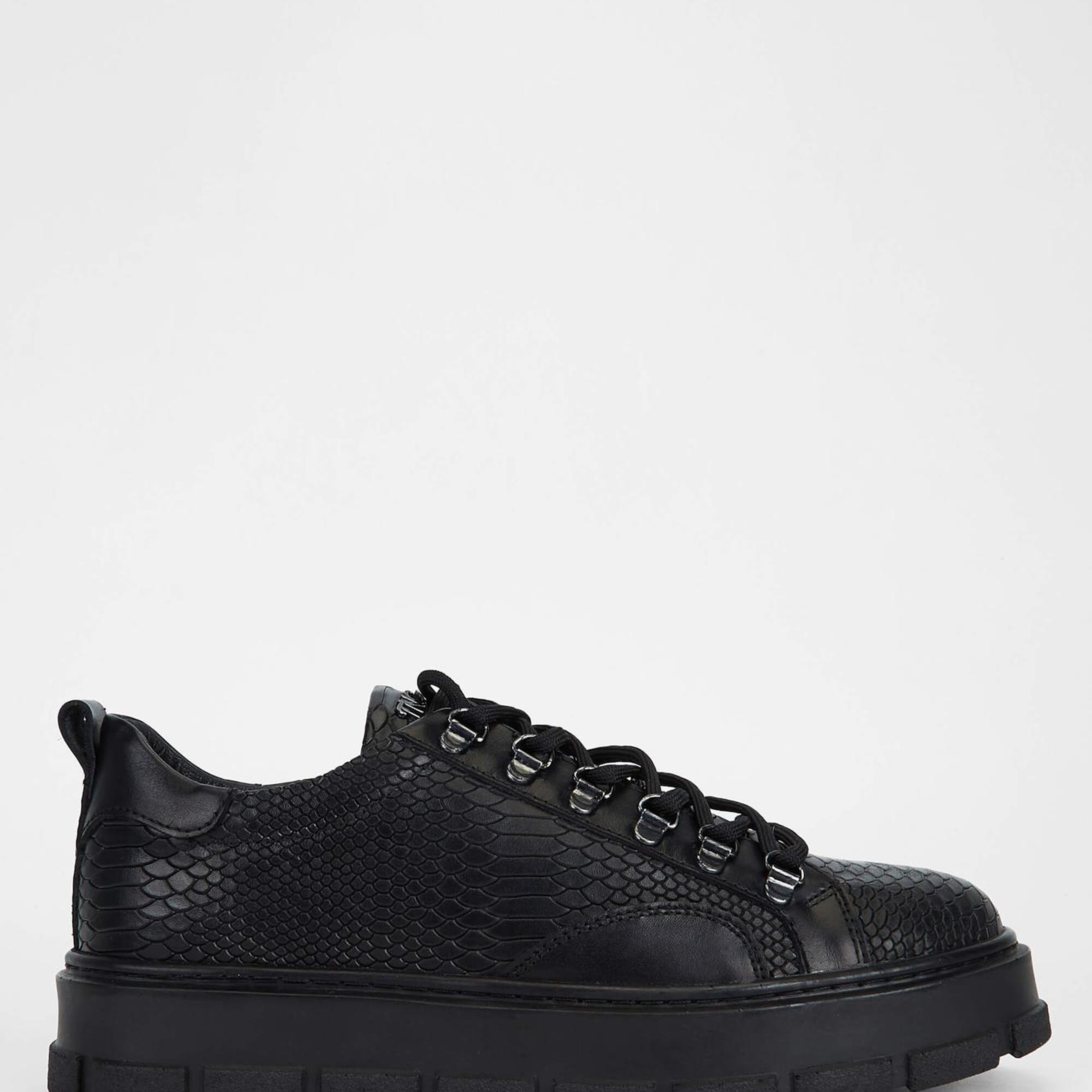 Tamer Tanca Erkek Hakiki Deri Siyah Kroko Sneakers & Spor Ayakkabı