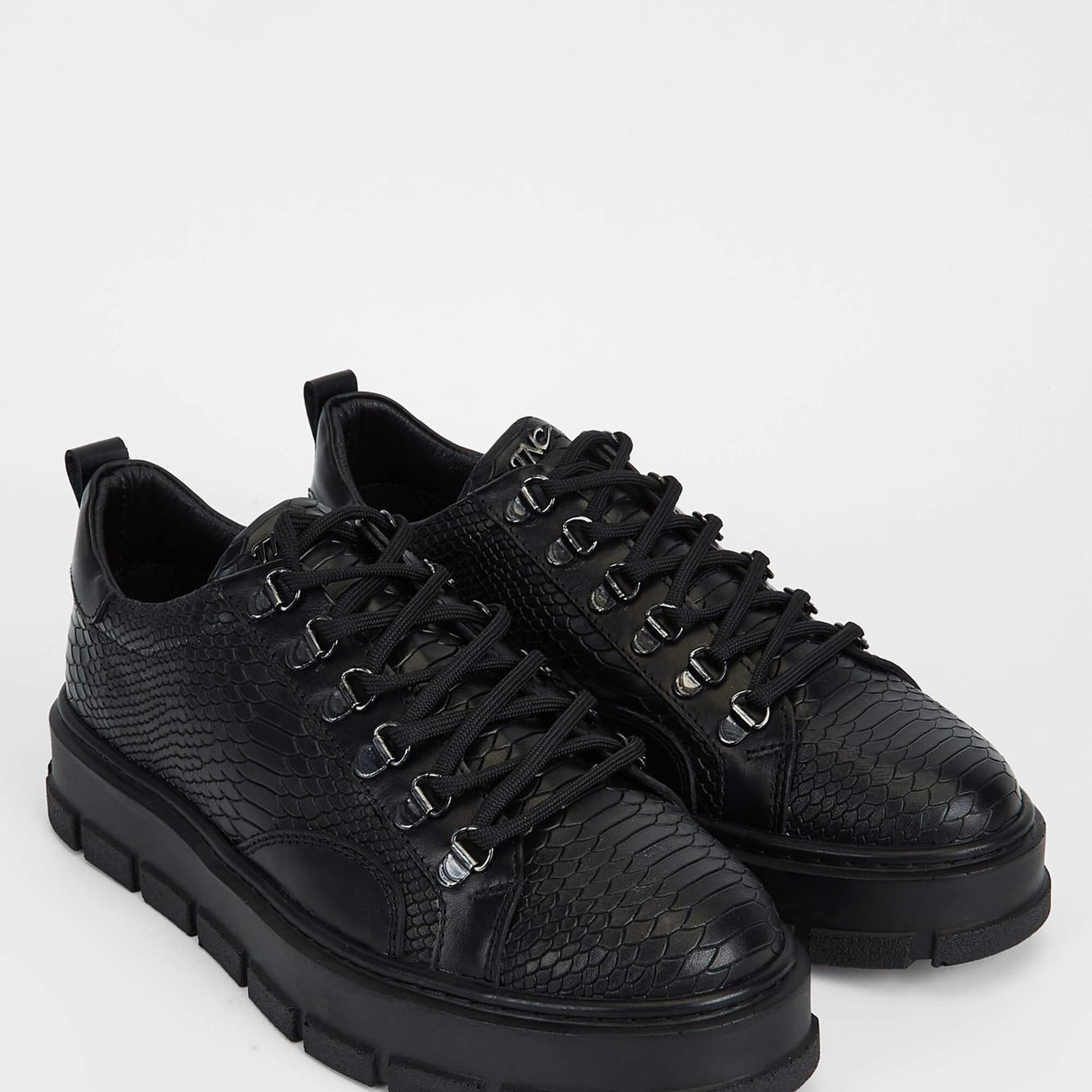 Tamer Tanca Erkek Hakiki Deri Siyah Kroko Sneakers & Spor Ayakkabı