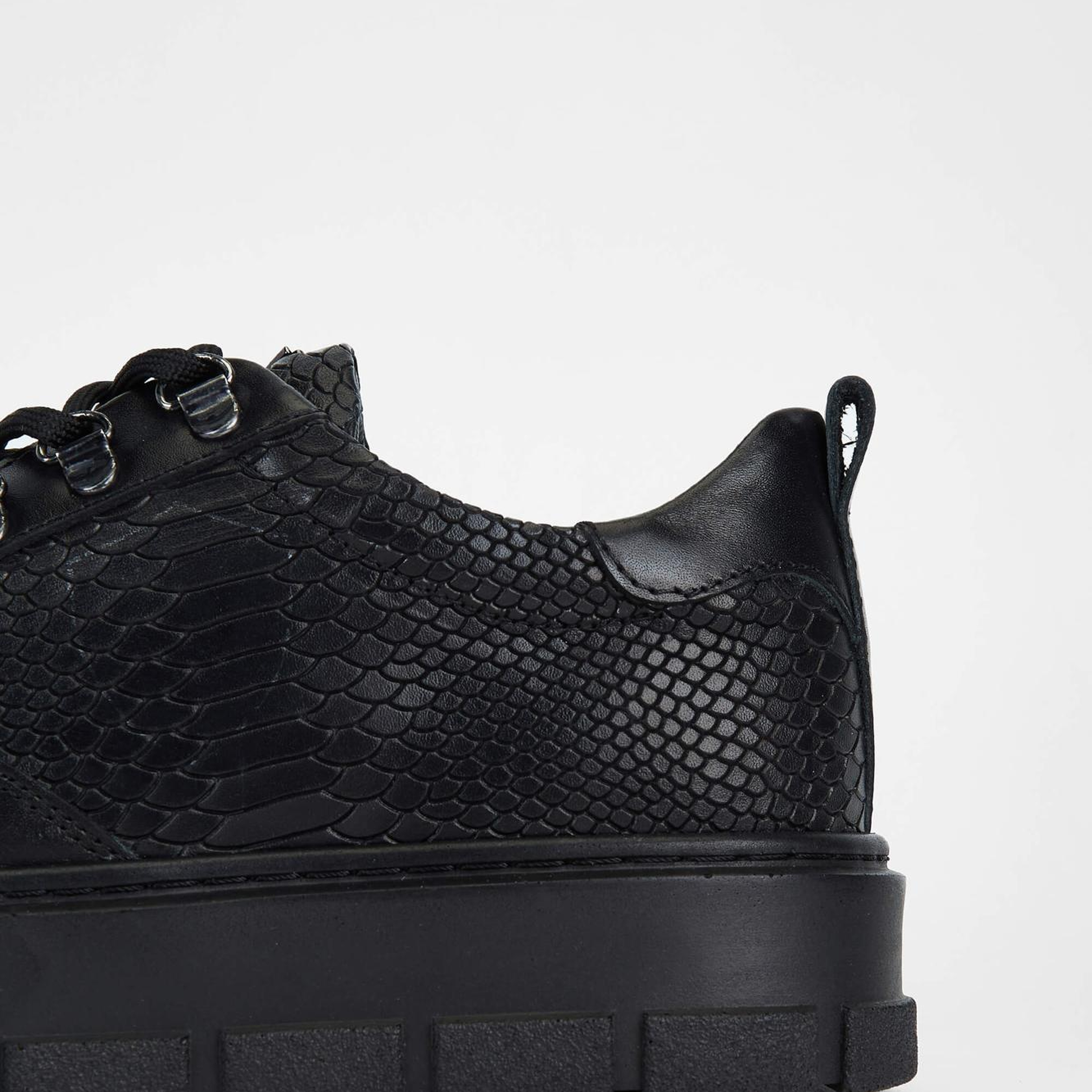 Tamer Tanca Erkek Hakiki Deri Siyah Kroko Sneakers & Spor Ayakkabı