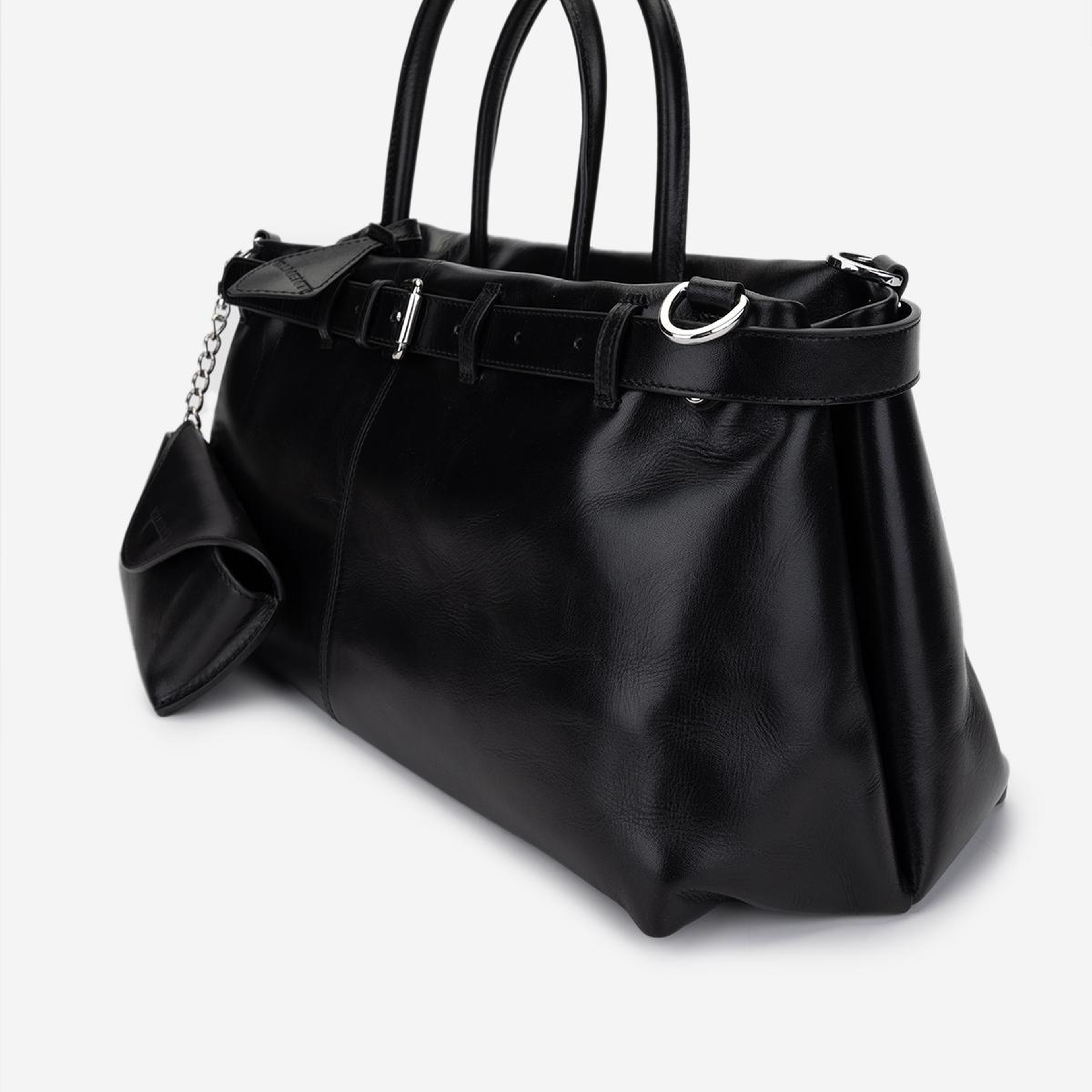 Valmenti Kadın Hakiki Deri Siyah Kol Çantası