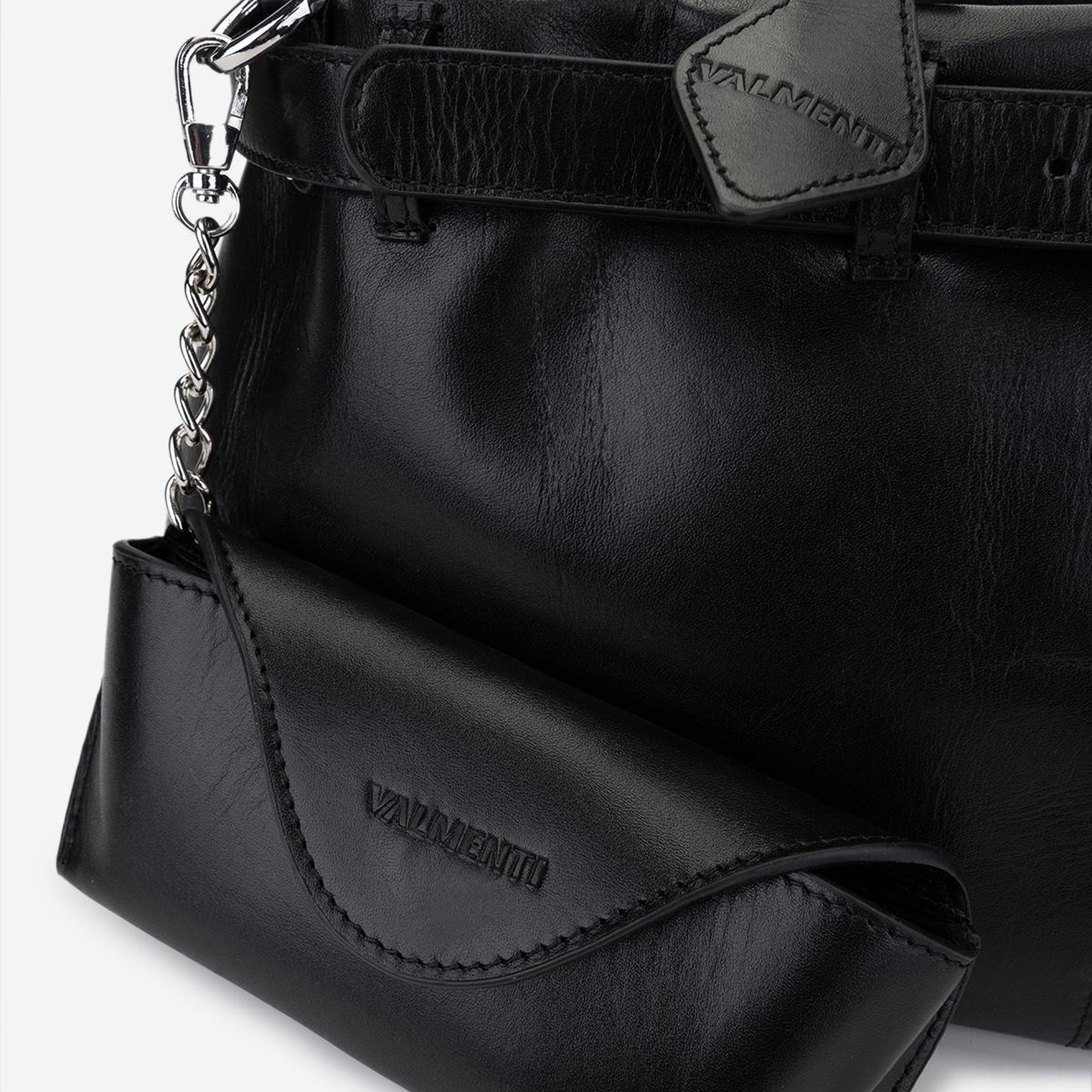 Valmenti Kadın Hakiki Deri Siyah Kol Çantası