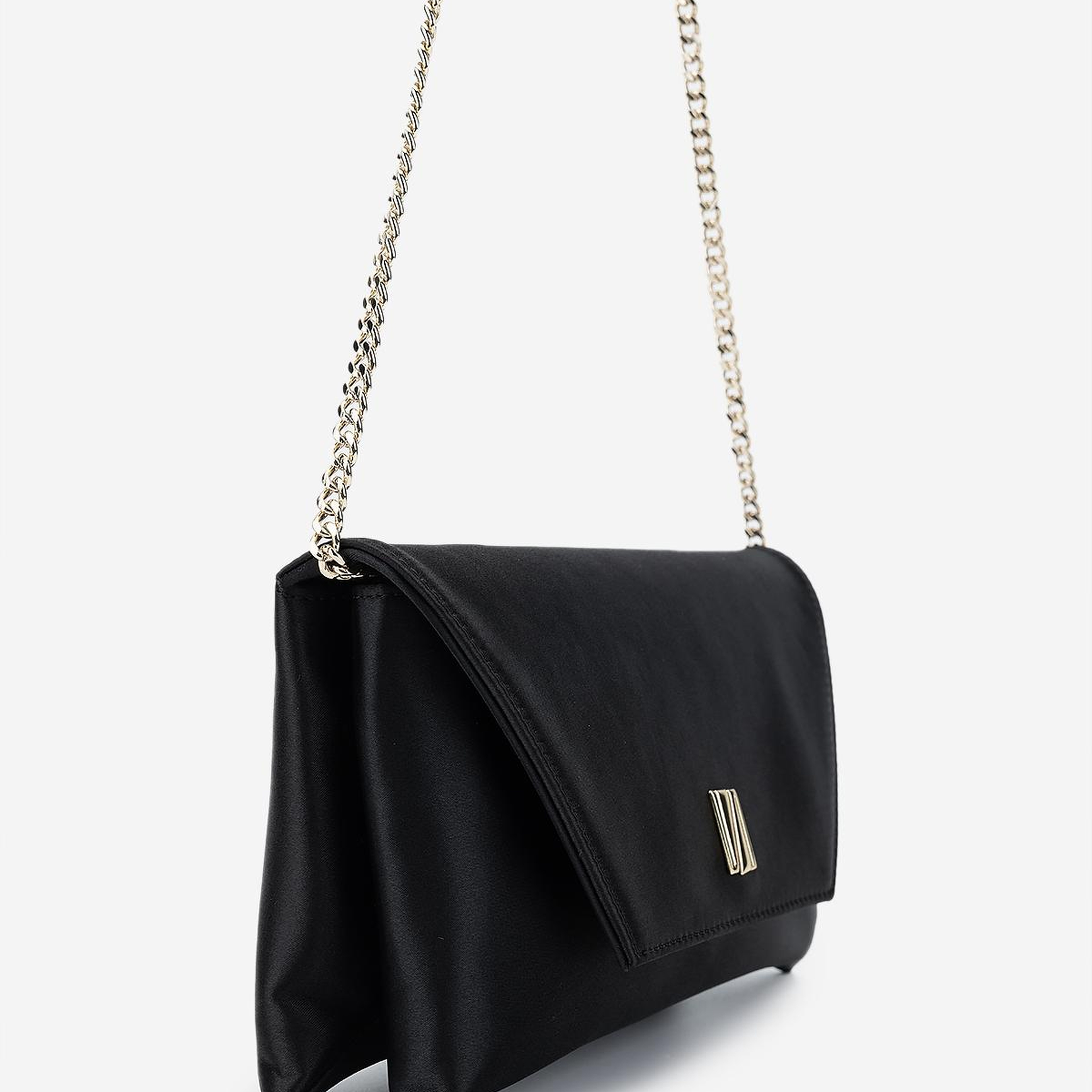 Valmenti Kadın Suni Deri Siyah Saten Omuz Çanta