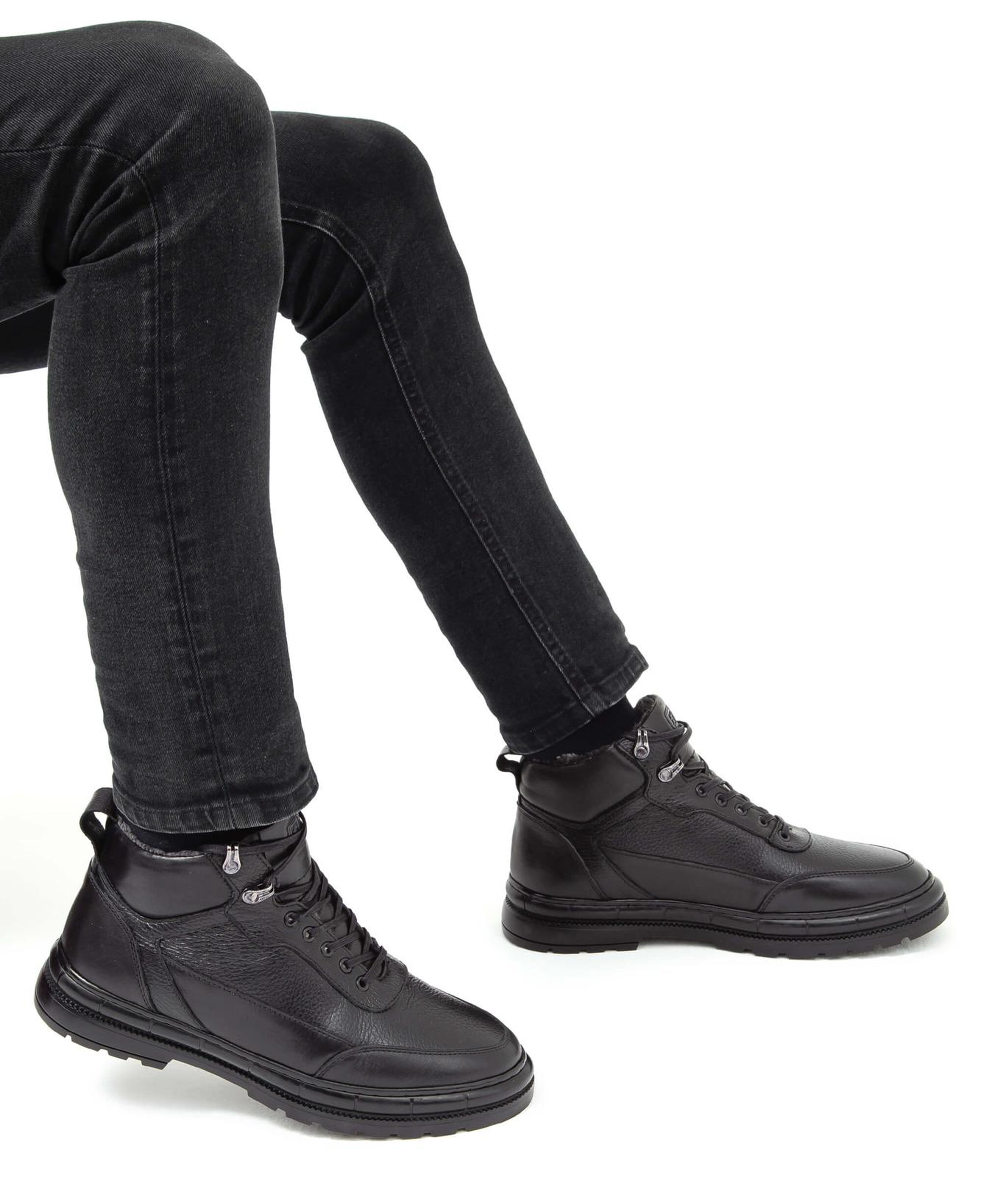 Tamer Tanca Erkek Hakiki Deri Siyah Casual Bot