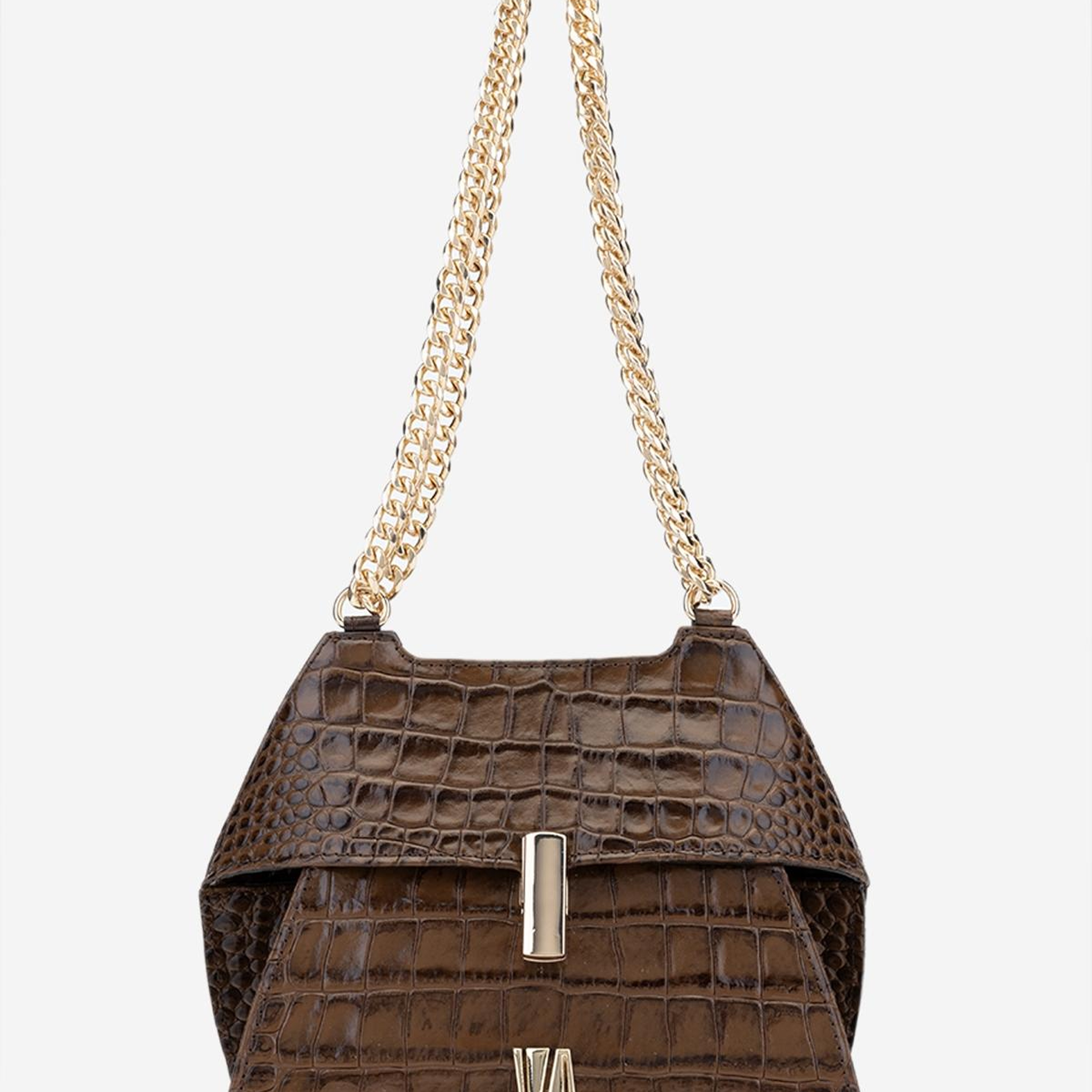 Valmenti Kadın Hakiki Deri Kahverengi Kroko Omuz Çanta
