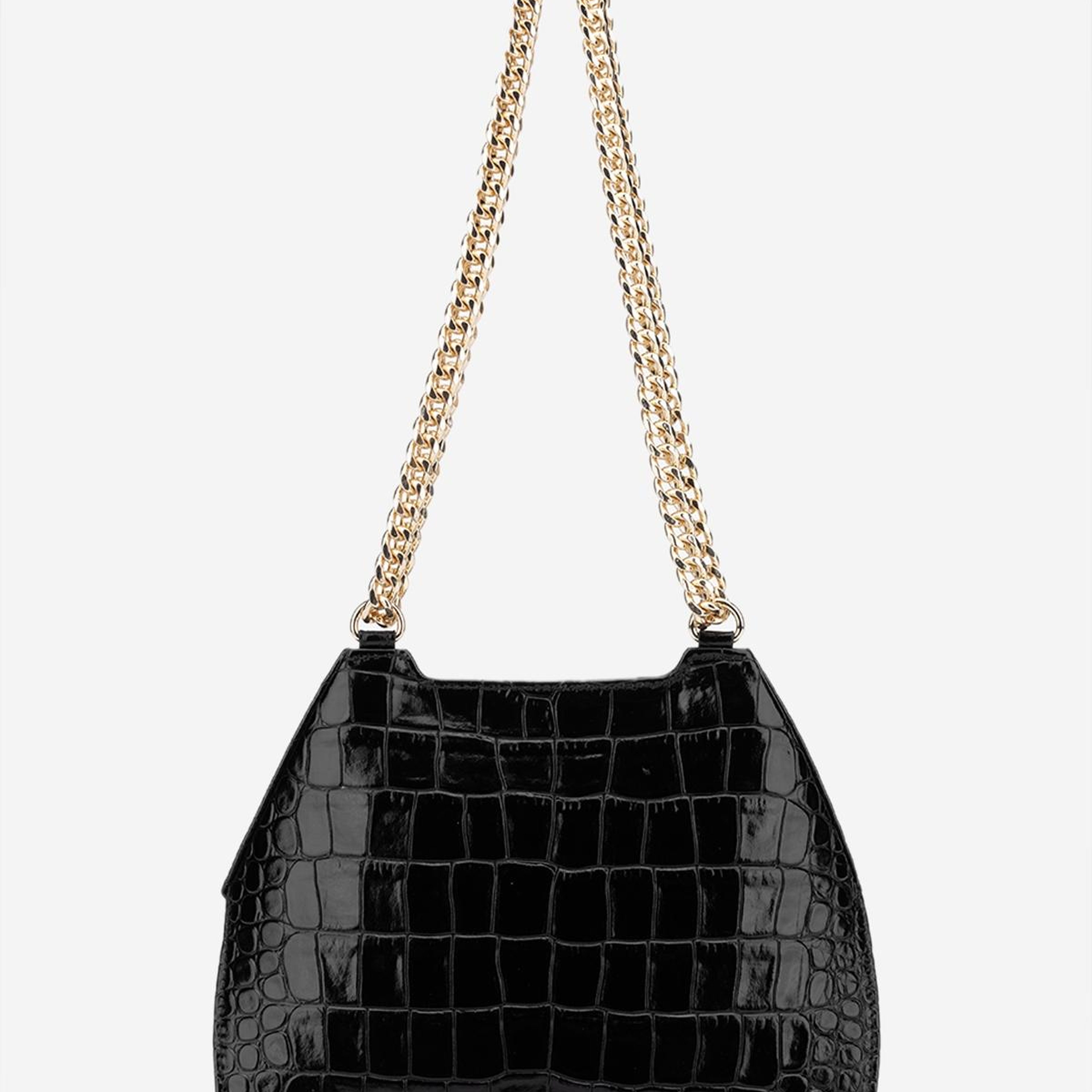 Valmenti Kadın Hakiki Deri Siyah Kroko Omuz Çanta