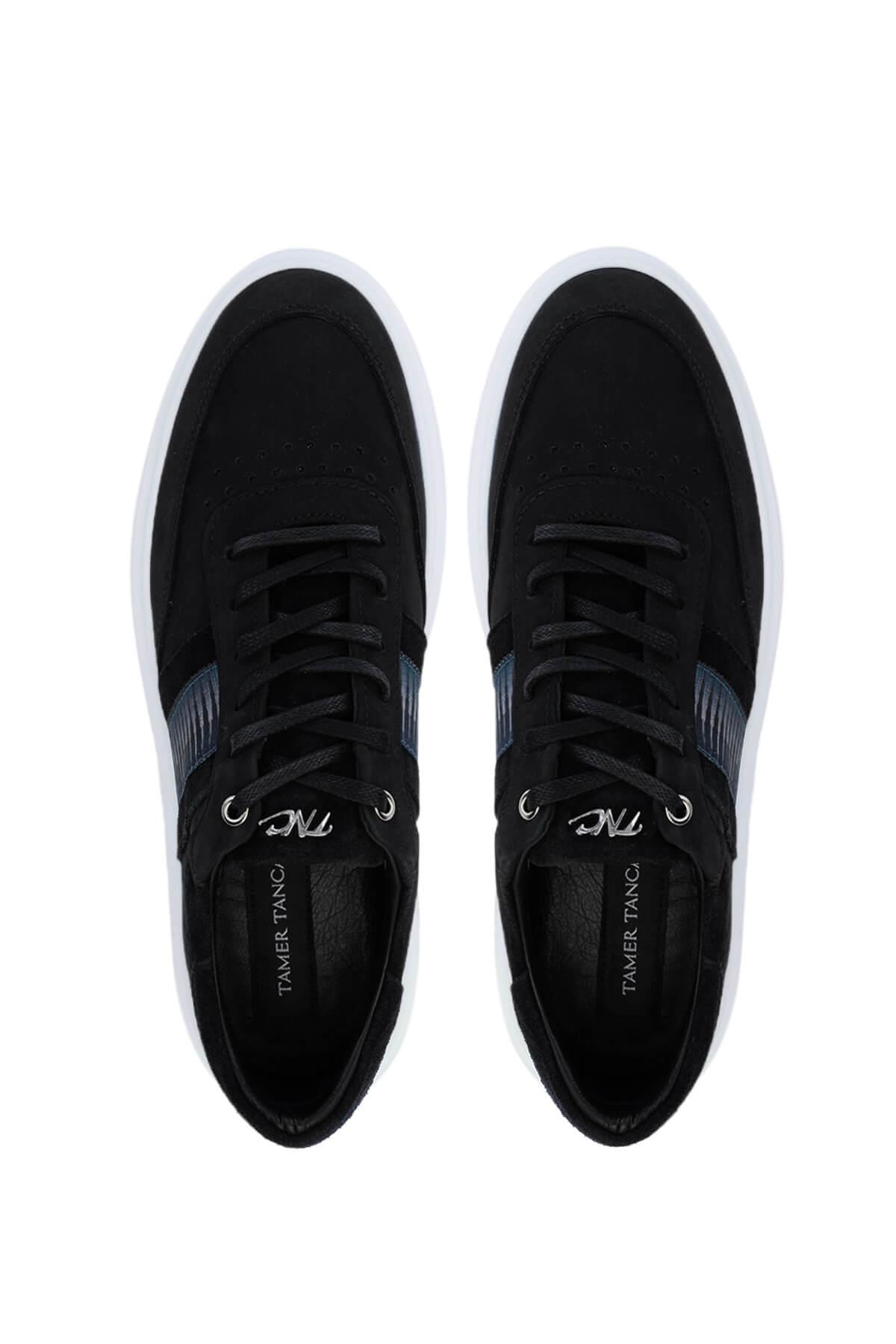 Tamer Tanca Erkek Hakiki Deri Siyah Nubuk Sneakers & Spor Ayakkabı