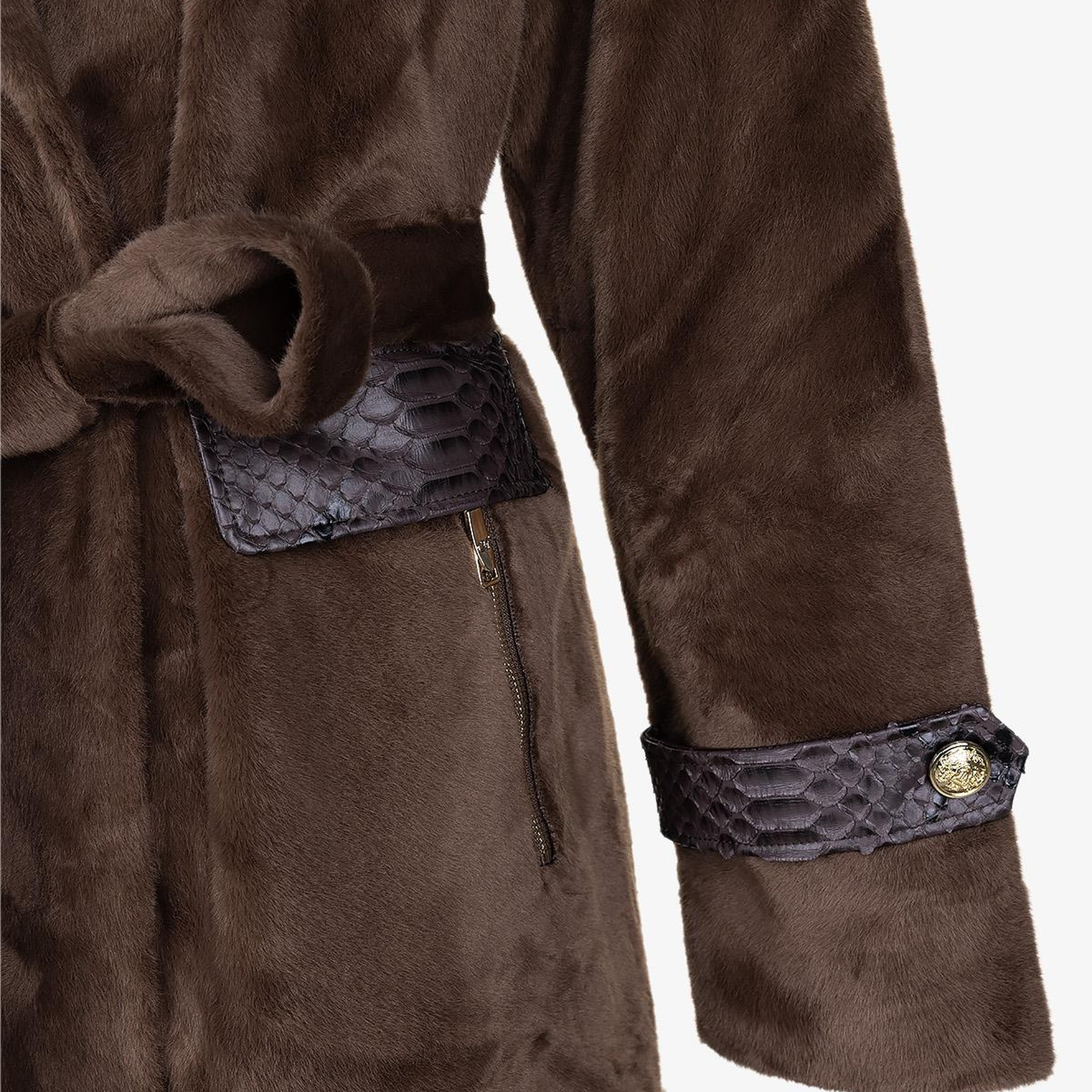 Valmenti Kadın Tekstil Konyak Kaban Deri Mont