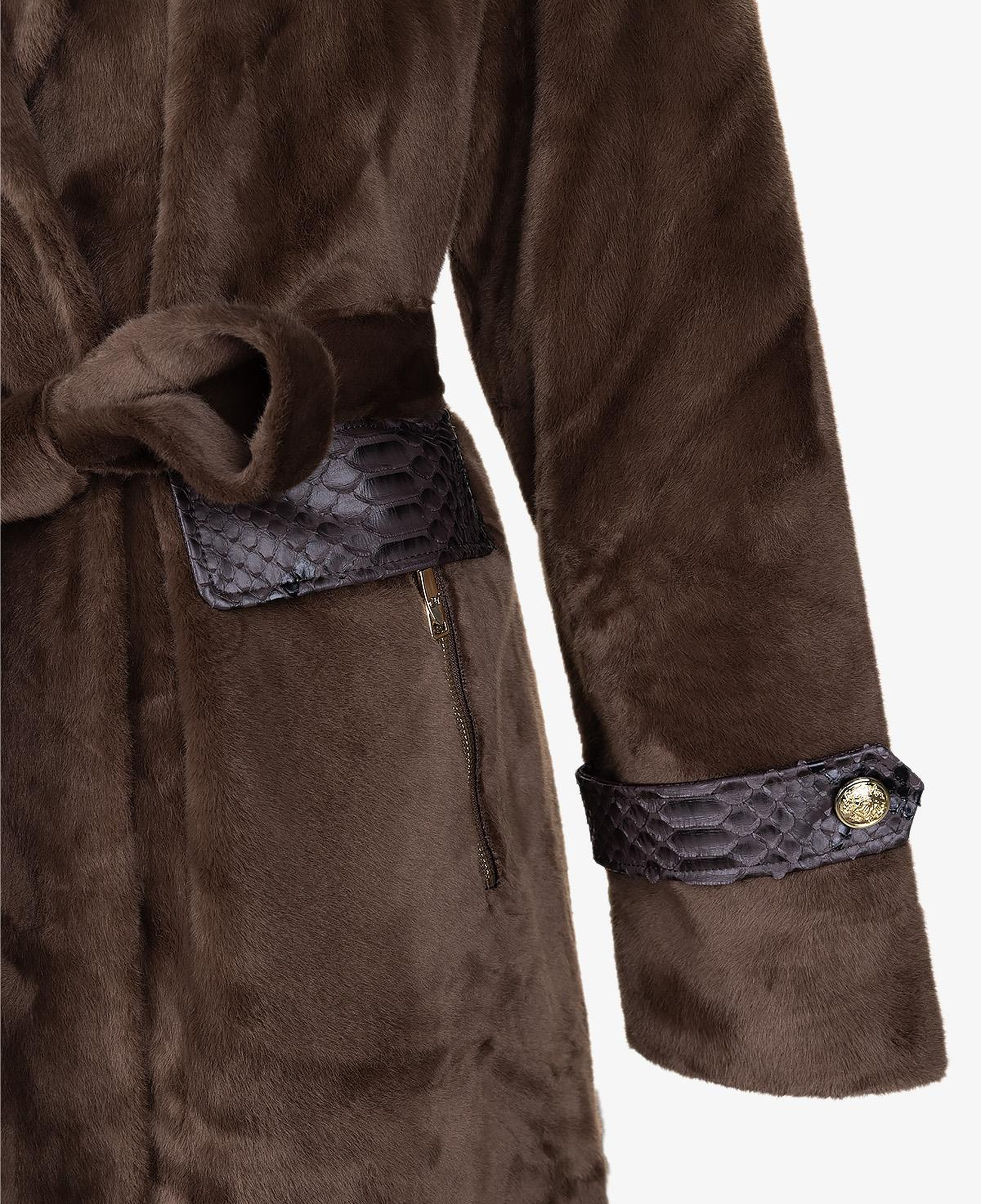 Valmenti Kadın Tekstil Konyak Kaban Deri Mont