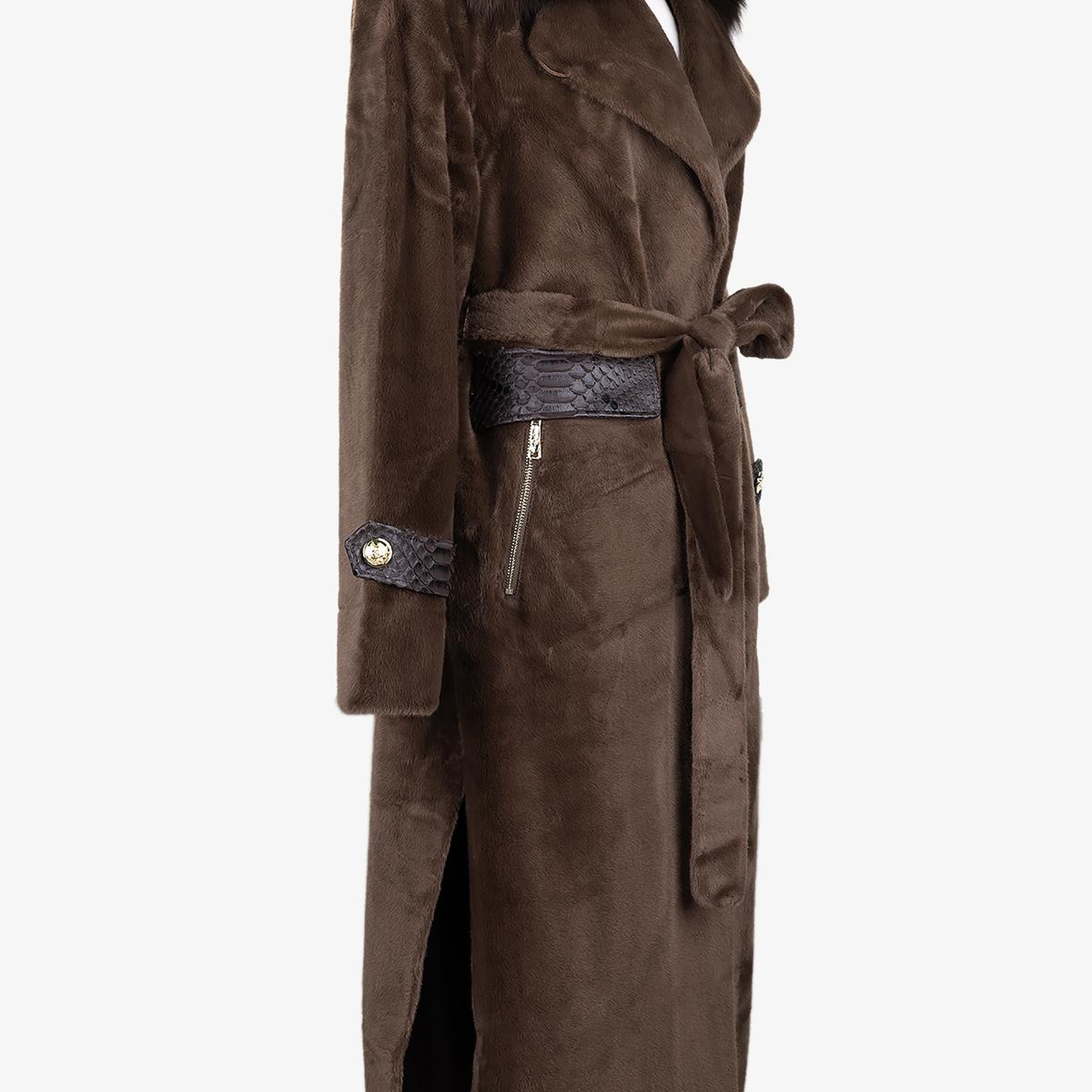 Valmenti Kadın Tekstil Konyak Kaban Deri Mont