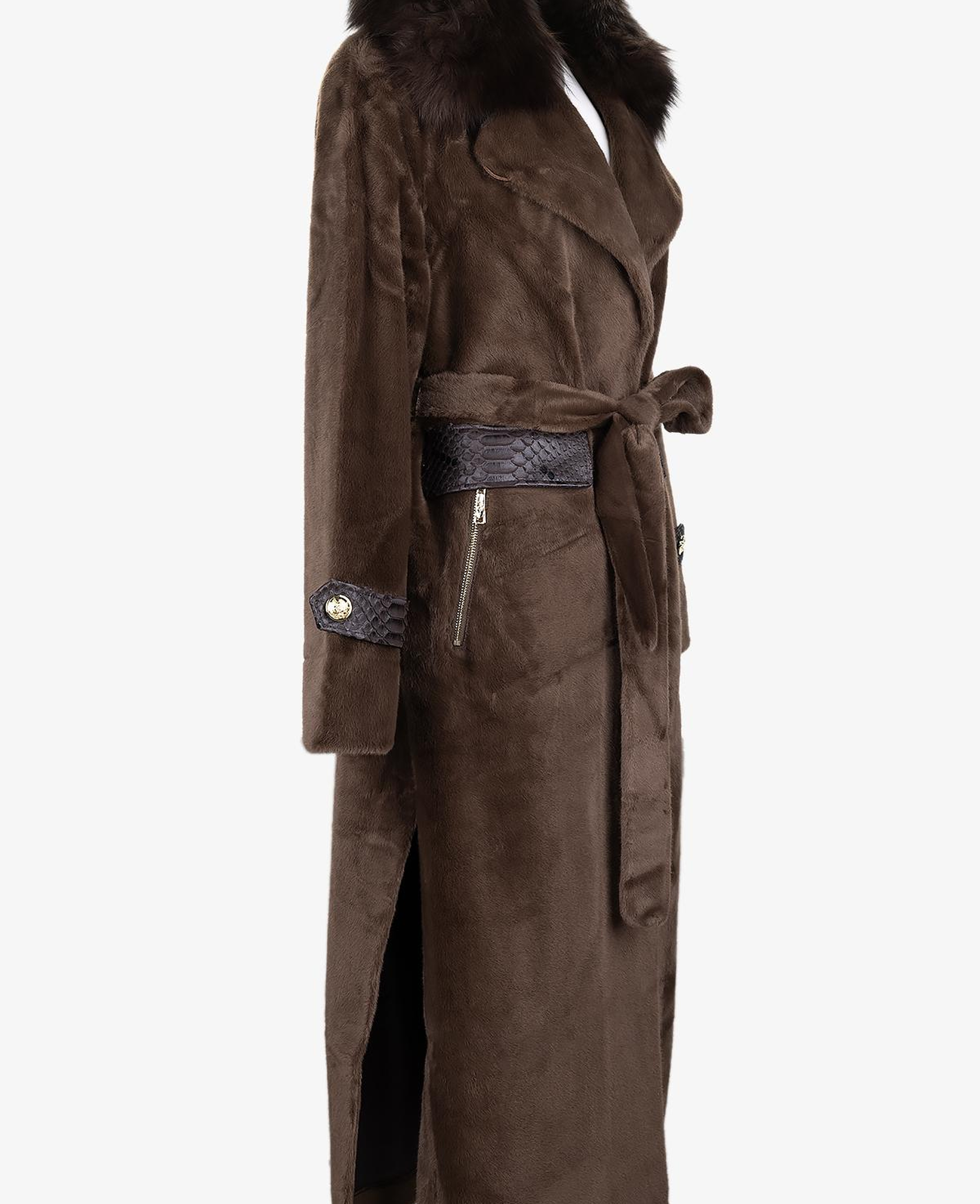 Valmenti Kadın Tekstil Konyak Kaban Deri Mont