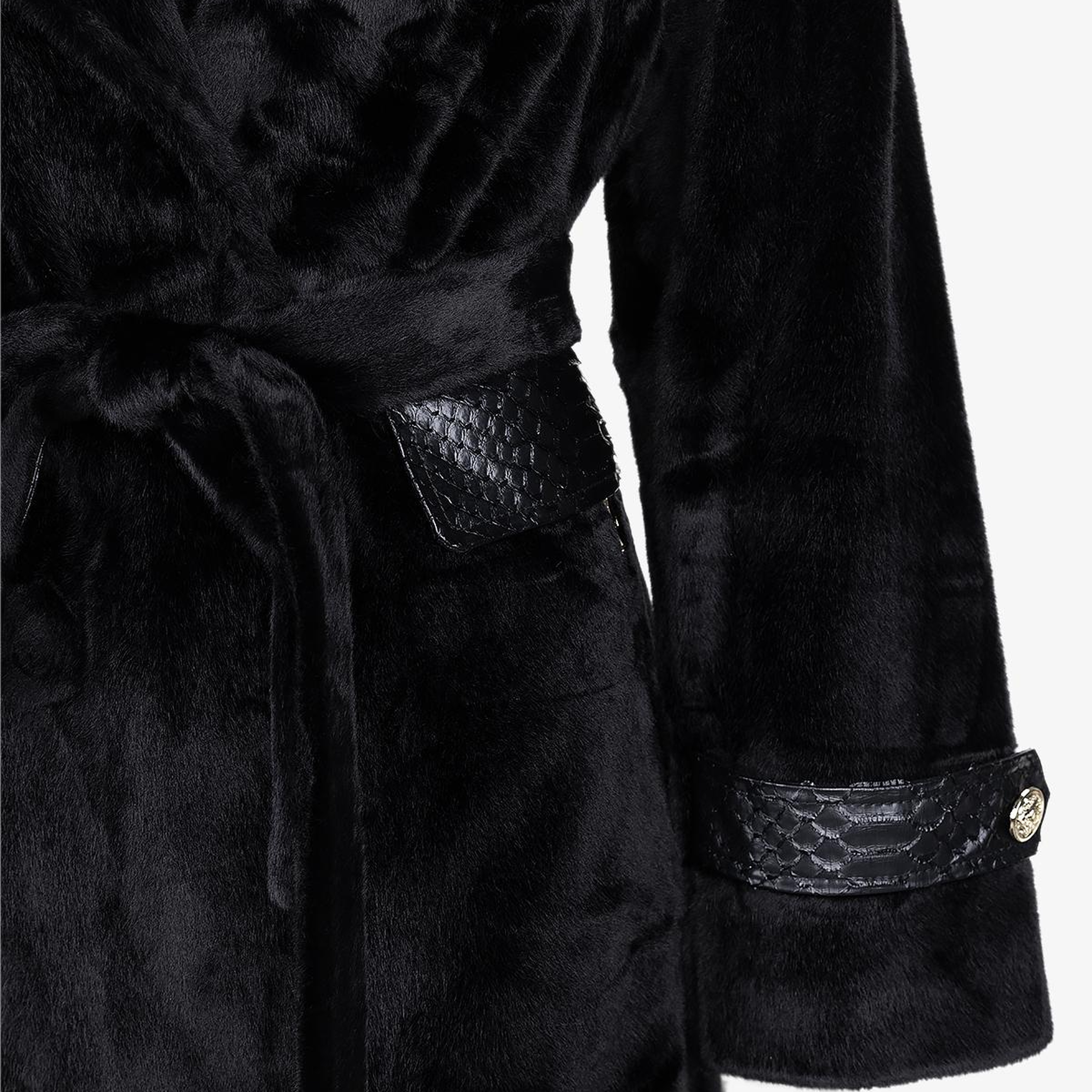 Valmenti Kadın Tekstil Siyah Kaban Deri Mont