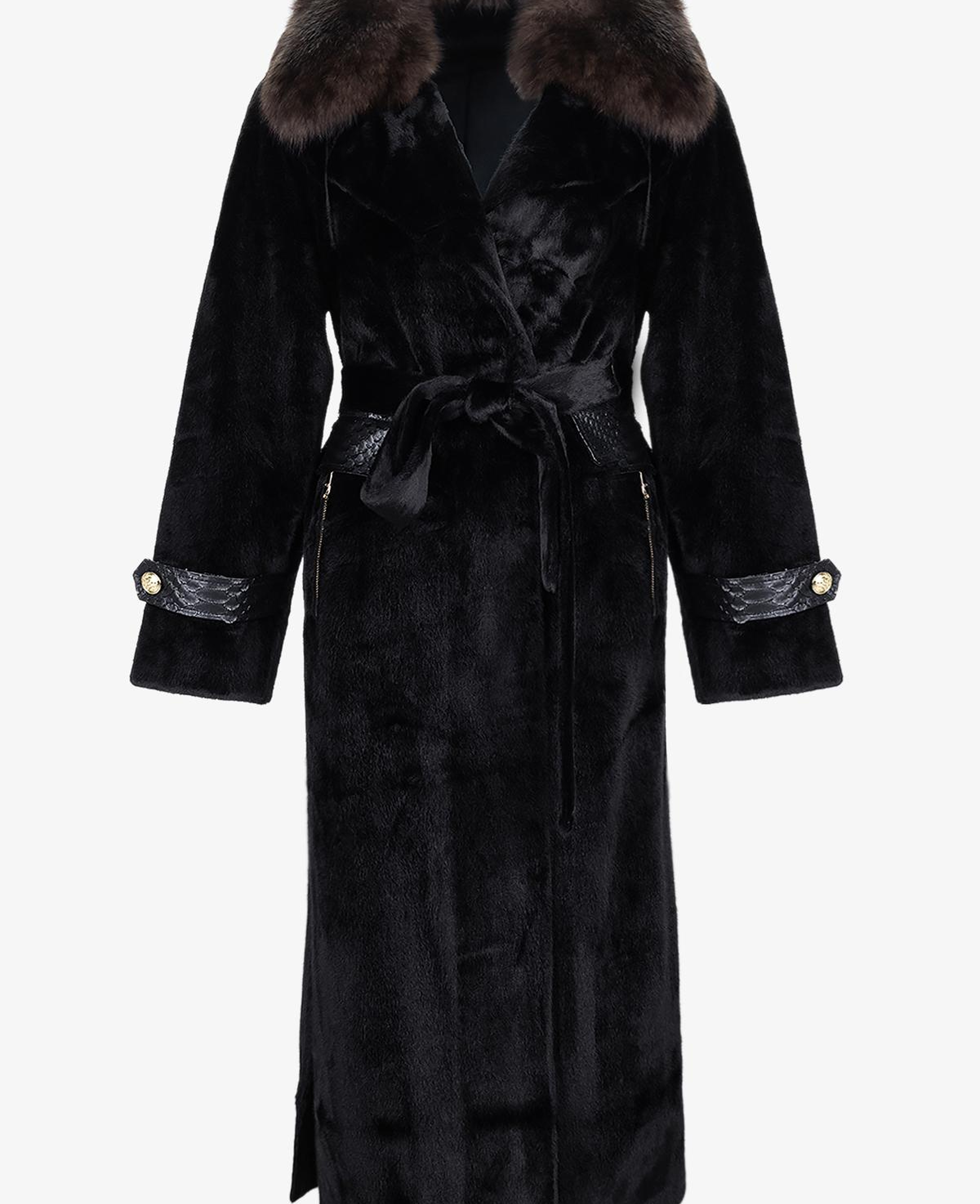 Valmenti Kadın Tekstil Siyah Kaban Deri Mont