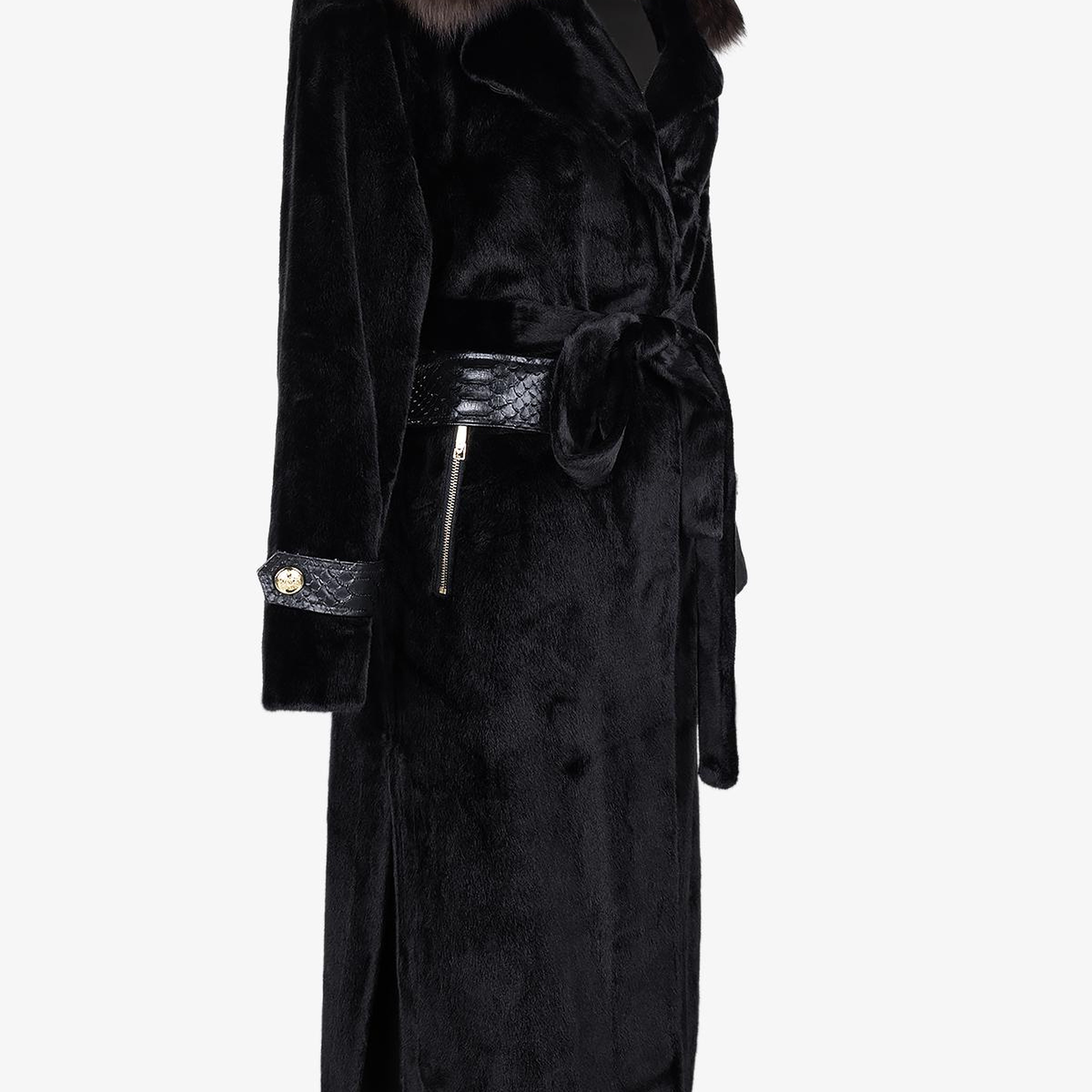 Valmenti Kadın Tekstil Siyah Kaban Deri Mont