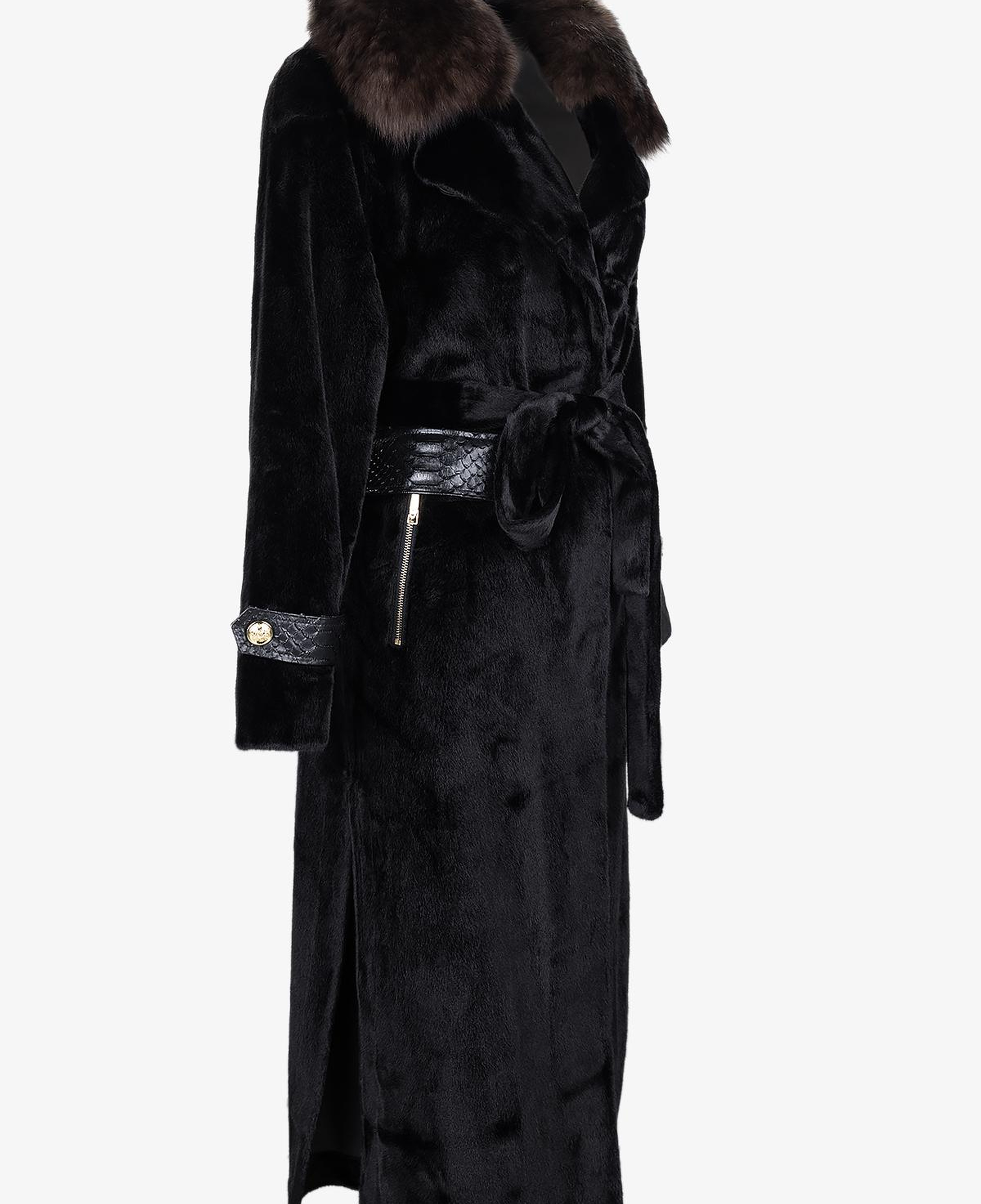 Valmenti Kadın Tekstil Siyah Kaban Deri Mont