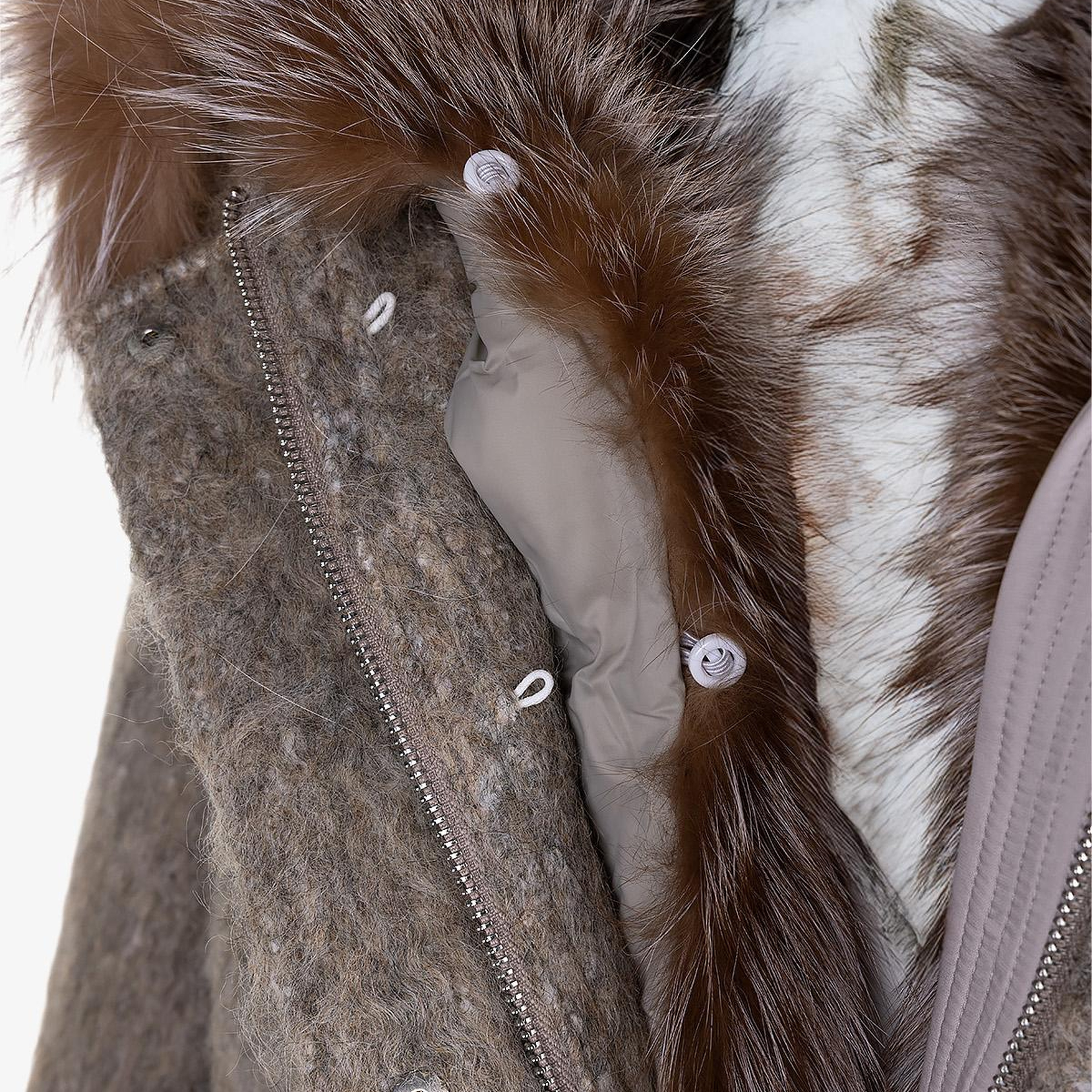 Valmenti Kadın Tekstil Bej Kaban Deri Mont