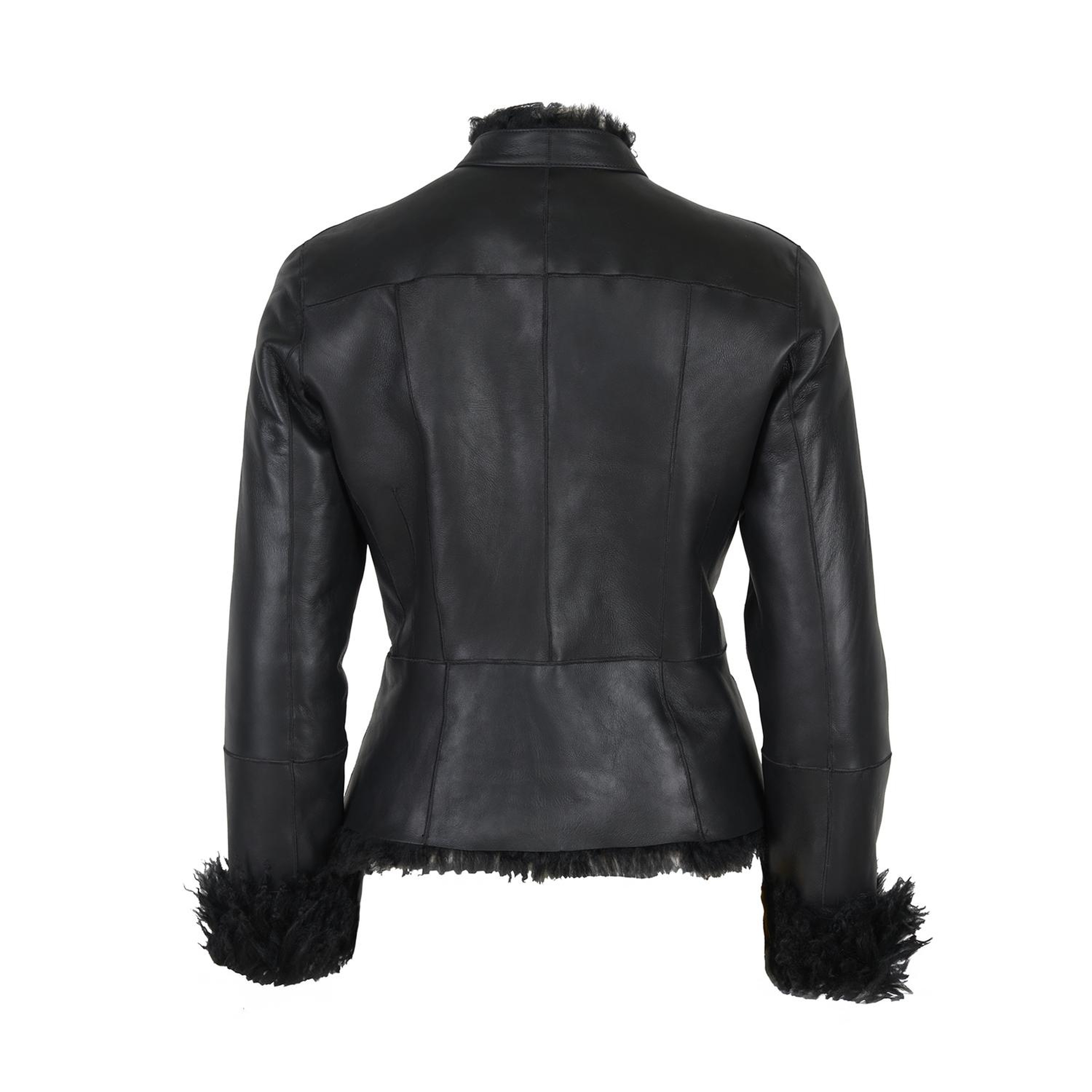 Sirus Siyah Kadın Çift Taraflı Kürk Ceket