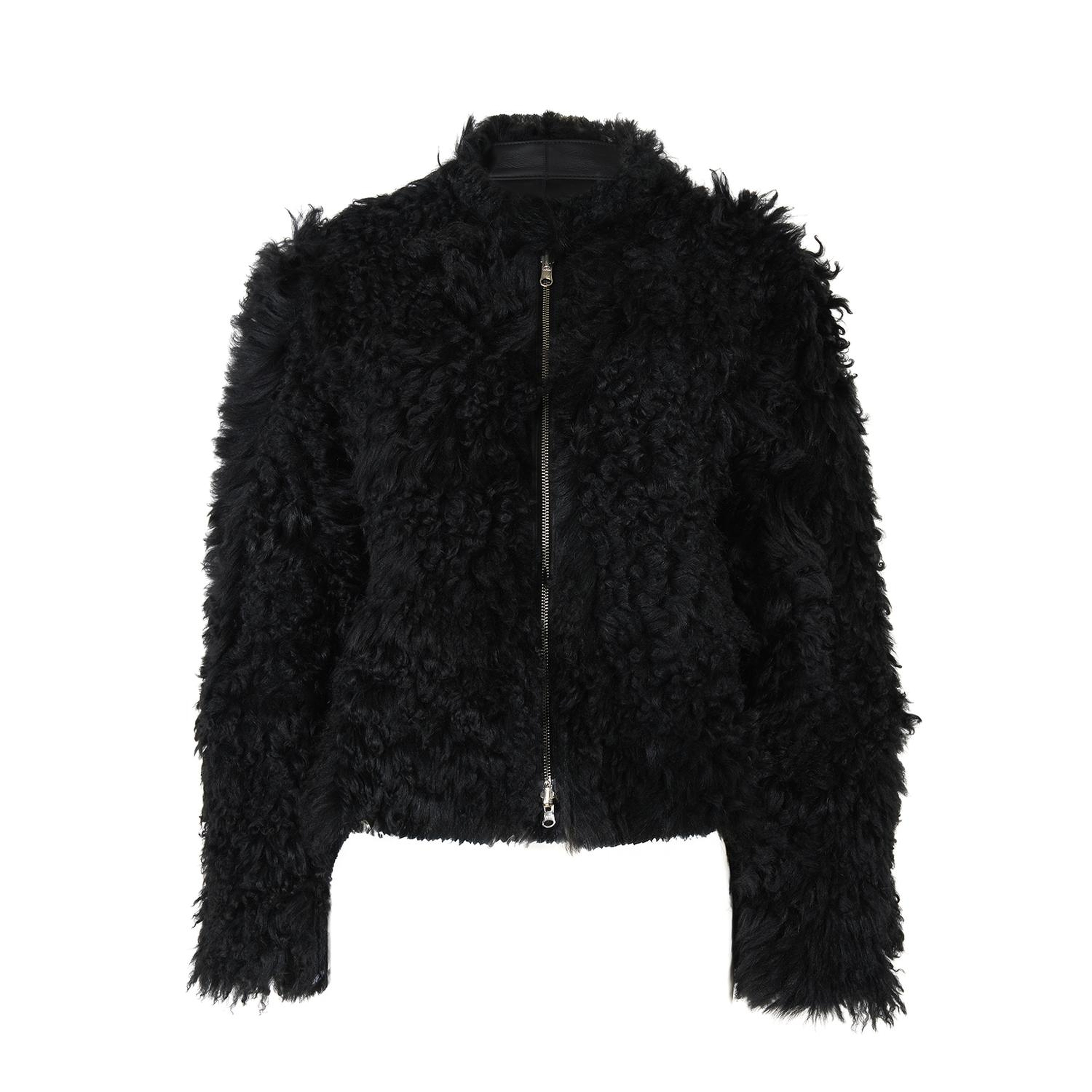Sirus Siyah Kadın Çift Taraflı Kürk Ceket