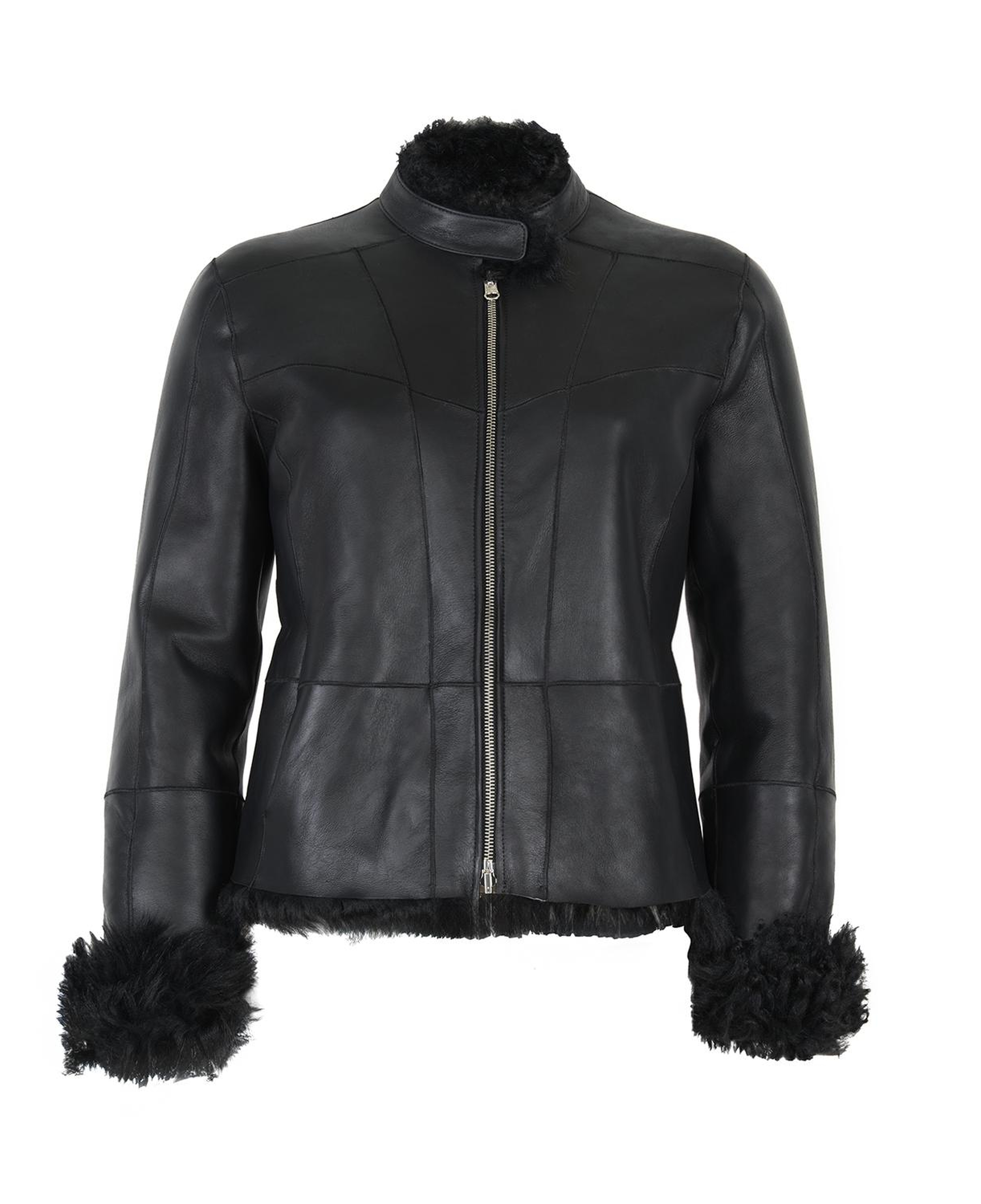 Sirus Siyah Kadın Çift Taraflı Kürk Ceket