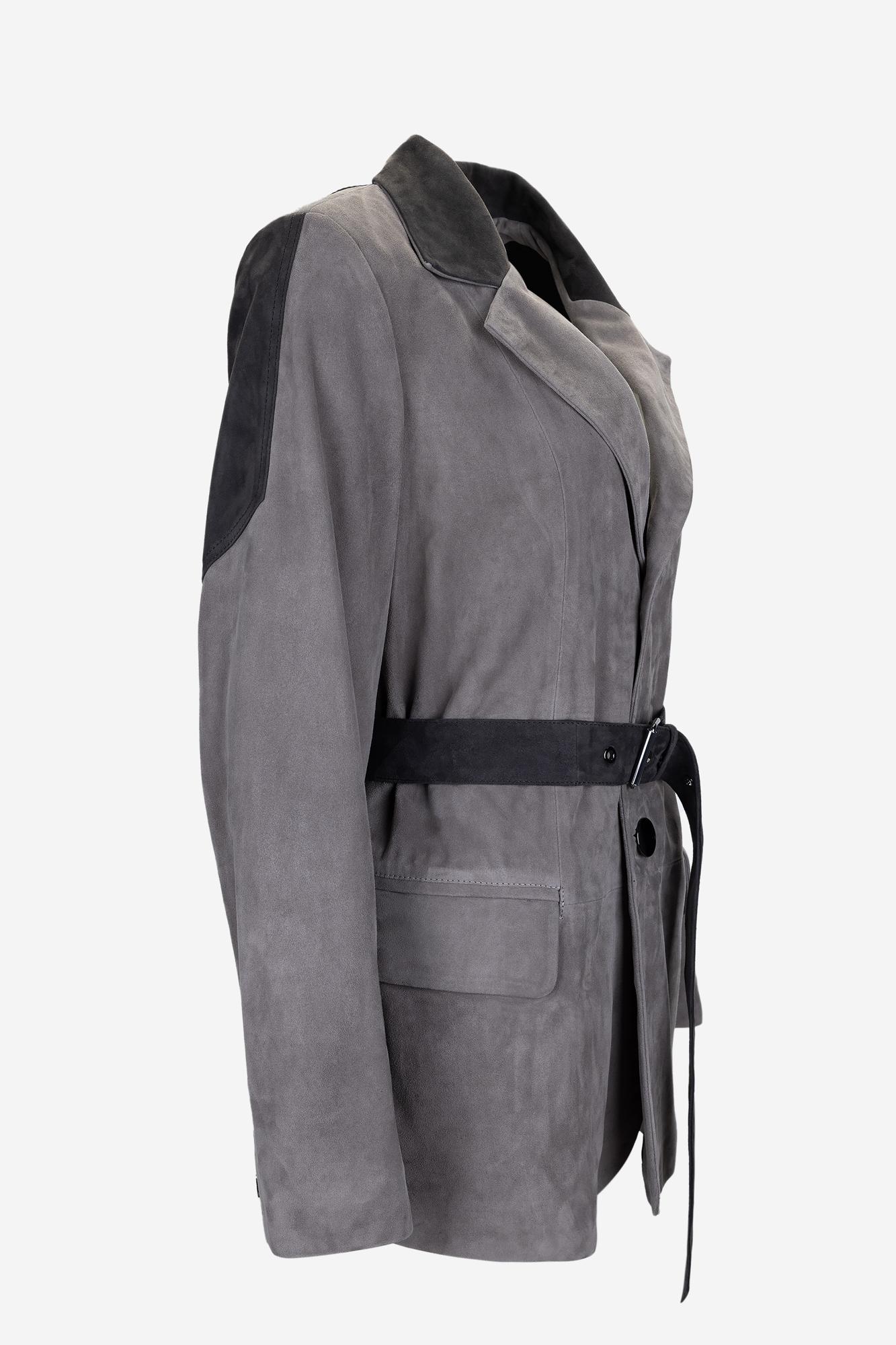 Valmenti Kadın Hakiki Deri Gri Deri Mont