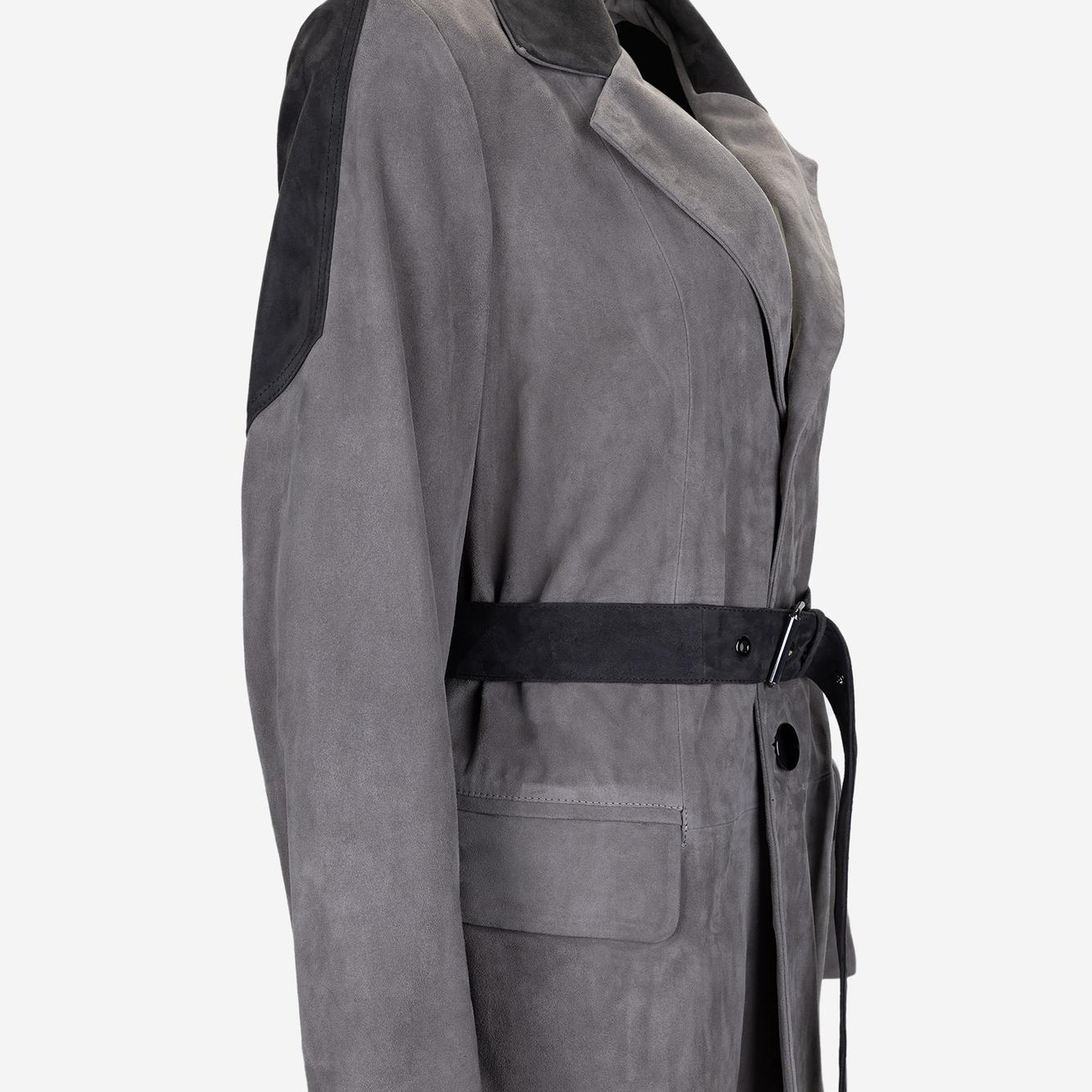 Valmenti Kadın Hakiki Deri Gri Deri Mont