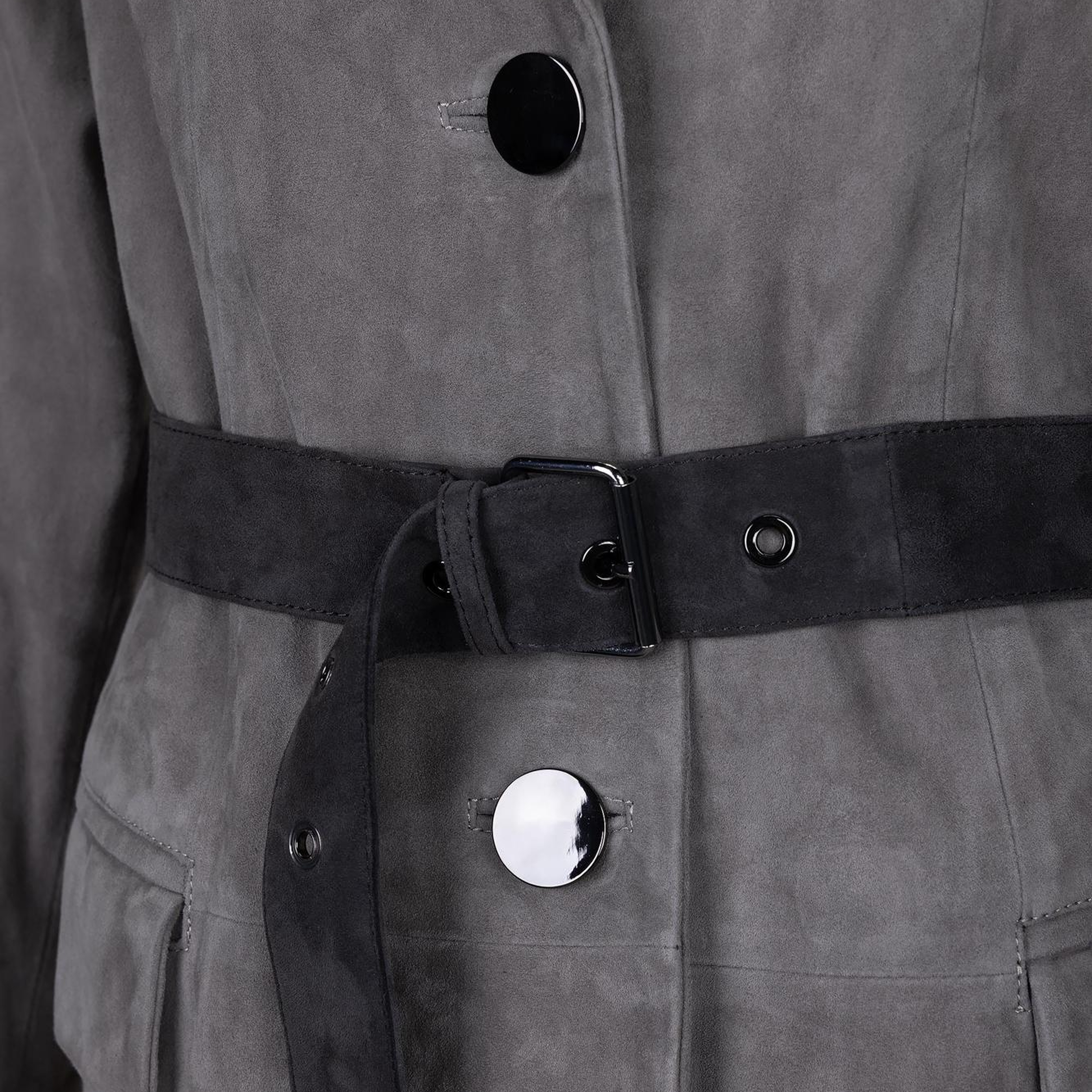 Valmenti Kadın Hakiki Deri Gri Deri Mont