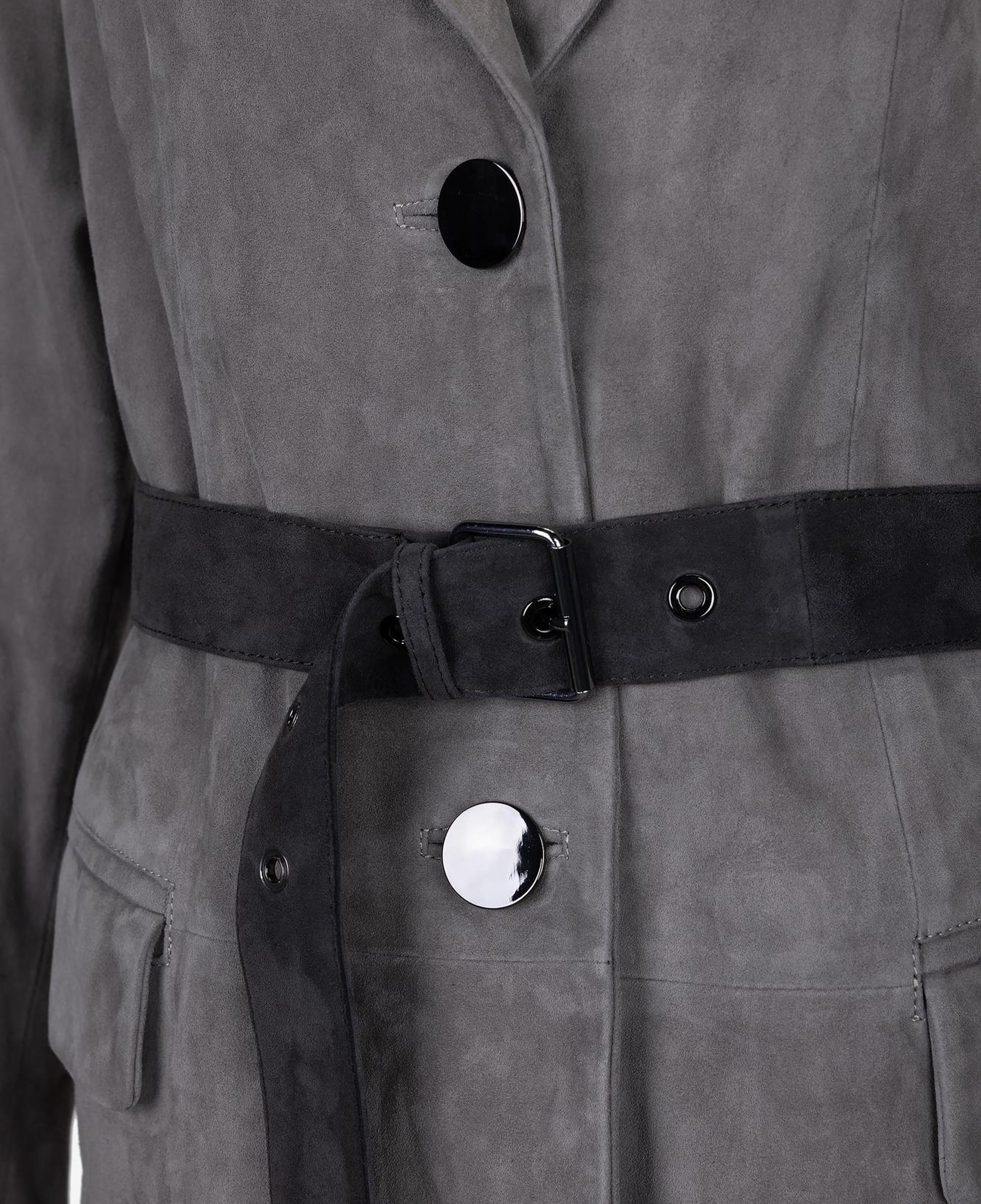 Valmenti Kadın Hakiki Deri Gri Deri Mont